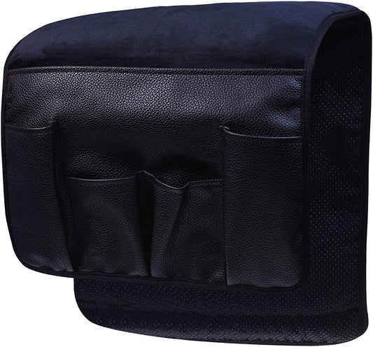 Wanty Velvet Sofa Couch Chair Armrest Soft Caddy Organizer Holder for Remote Control, Cell Phone, Book, Pencil (Black)