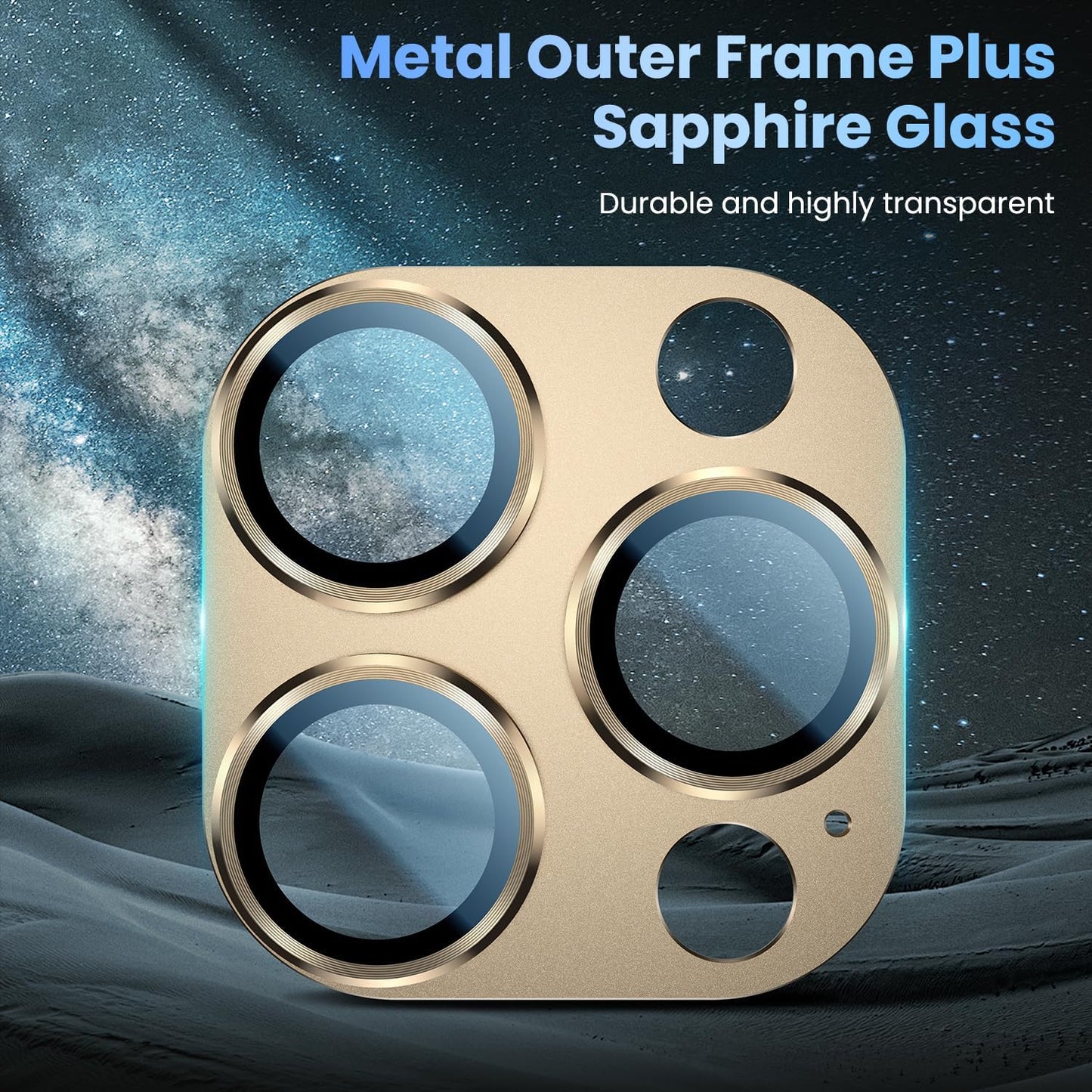 Uyiton Compatible with iPhone 16 Pro/iPhone 16 Pro Max Camera Lens Protector - [Not Easy to Break][Strong Adsorption][Case-Friendly] Metal Tempered Glass Rear Camera Screen Cover - Desert Titanium