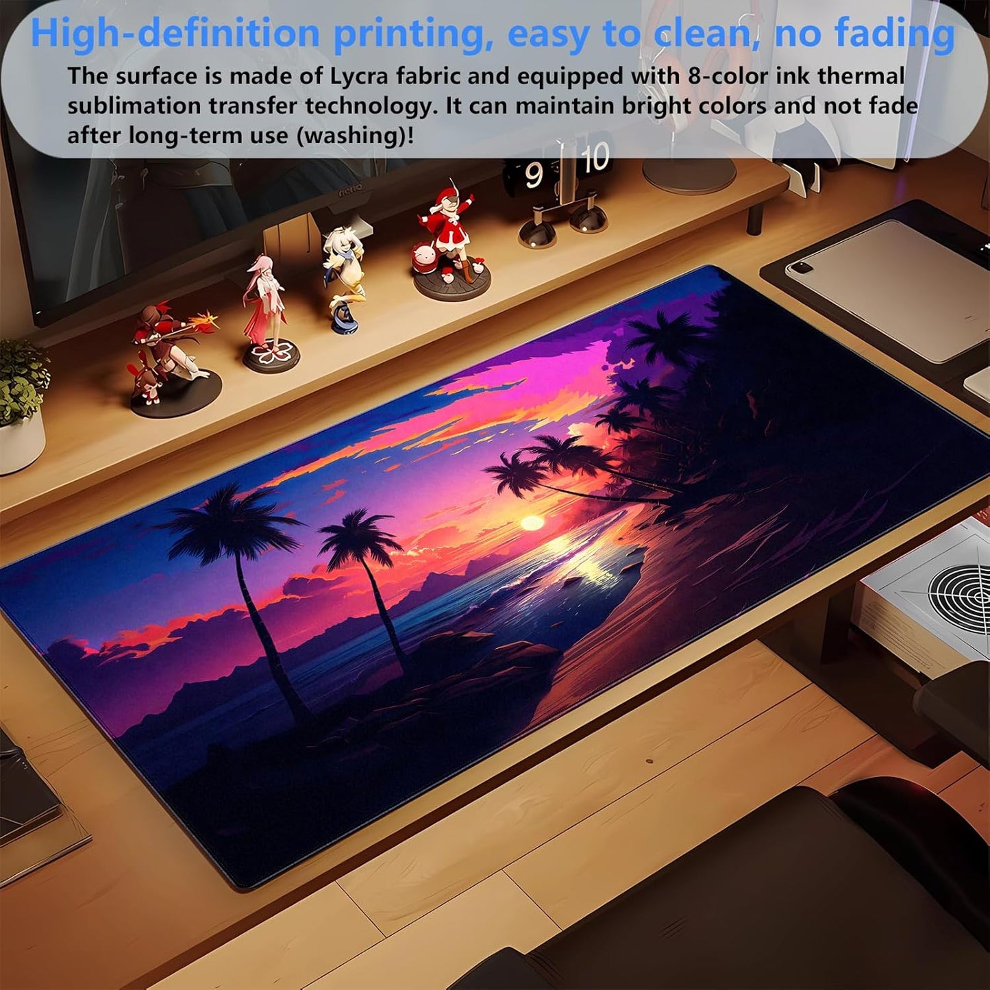 Sunset Beach Gaming Mouse Pad for Desk, Fantasy Ocean Art Desk mat Extended Large Desk Pad ，XXL Mouse pad for Home or Office Computer Laptop 31.5 X 15.7 inch