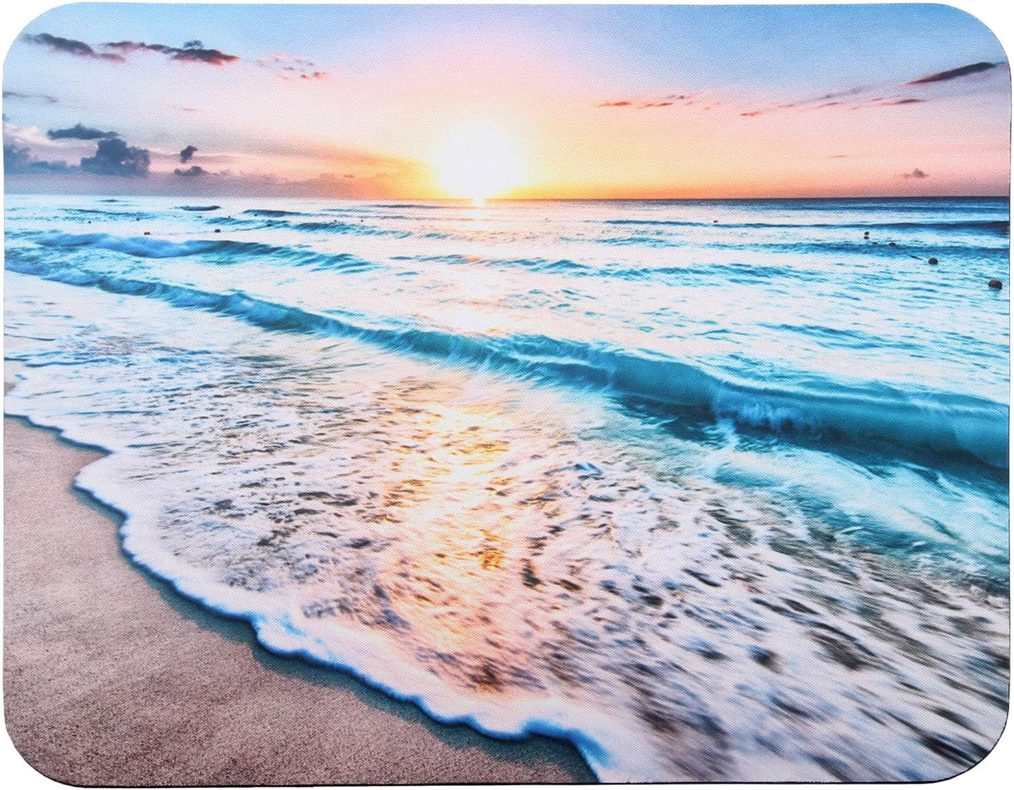 Mouse Pad, Gaming Mouse Pad, Non-Slip Rubber Base Mouse Mat with Designs for Laptop, Computer & Office, 9.5 x 7.9 x 0.12 inches (Sea and Beach)