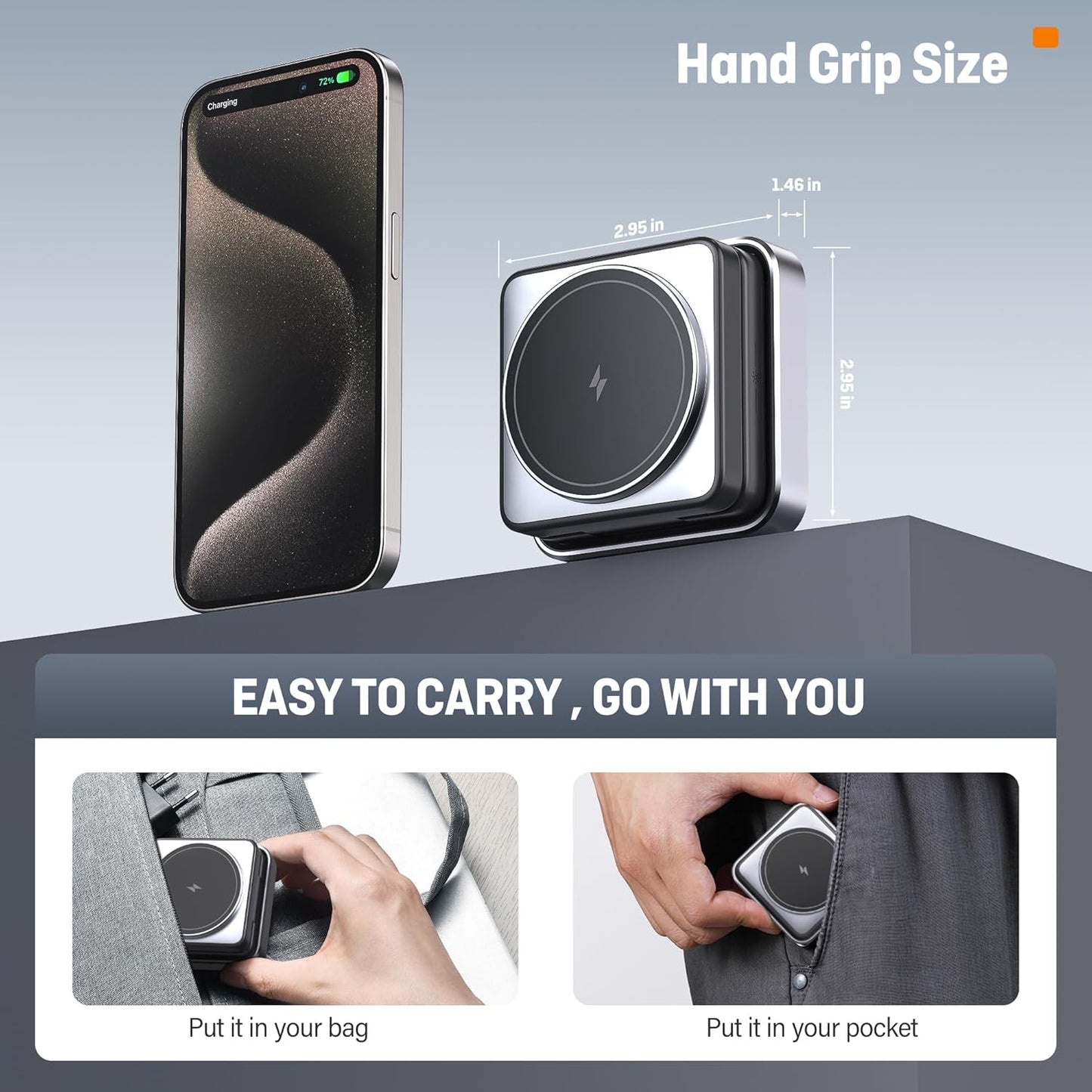 【2025 Upgraded】Wireless Charger 3 in 1, Foldable Wireless Charging Station with Night Light for Apple MagSafe Charger, Travel Magnetic Charger Stand, Nightstand Fast 15W Charging Station (20W Adapter)