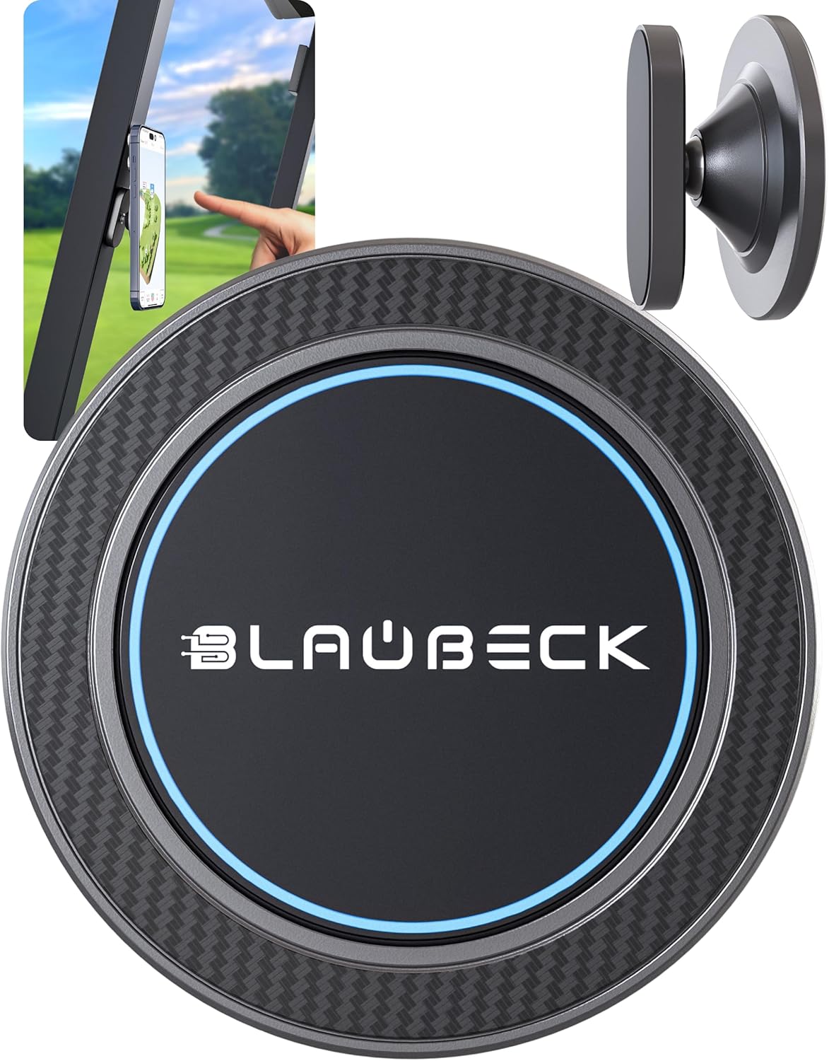 Alloy Magnetic Golf Cart Phone Holder for iPhone MagSafe & Android Compatible with Club Car, Icon, Yamaha, EZGO Golf Cart Accessories