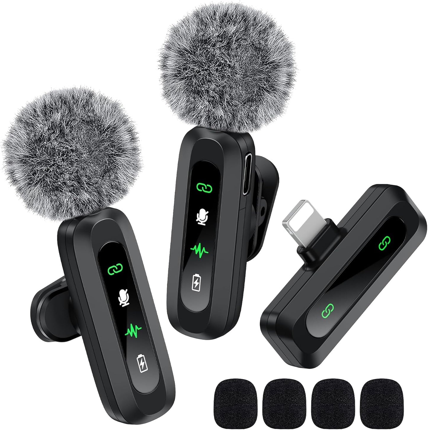Wireless Lavalier Microphone for iPhone Recording Clip-on Mini Mic for iPhone/for iPad Video Recording with Rotatable Clip&Denoise Recording, Portable Mic Set for Content Creators
