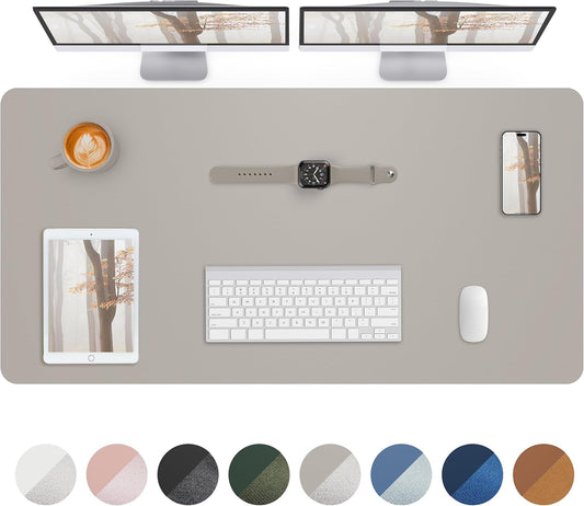 Leather Desk Pad Protector,Mouse Pad,Office Desk Mat, Non-Slip PU Leather Desk Blotter,Large Desk mat,Waterproof Keyboard mat for Office/Home/Decor (Light Grey,48" x 24")