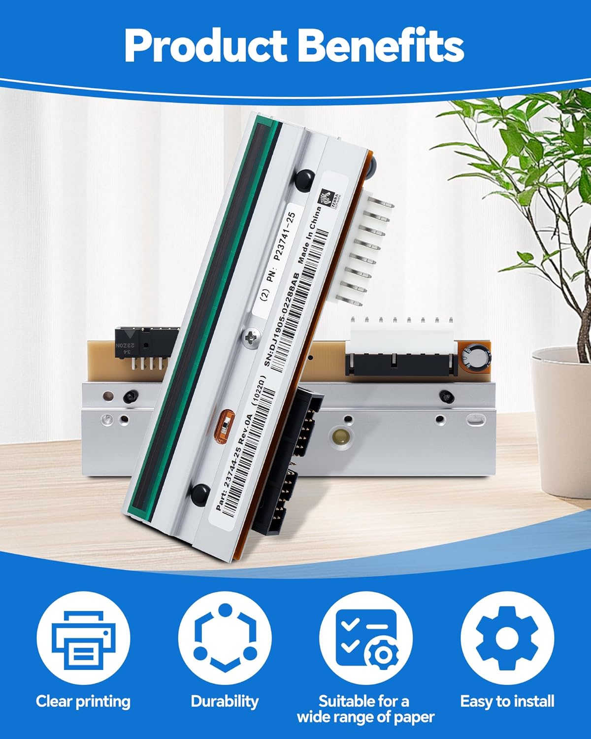 P1004230 Genuine Printhead for Zebra 110Xi4 110XiIV, New OEM Print Head Replacement for Zebra Thermal Barcode Label Printer 203dpi Original Optimal Print Quality Extended Life