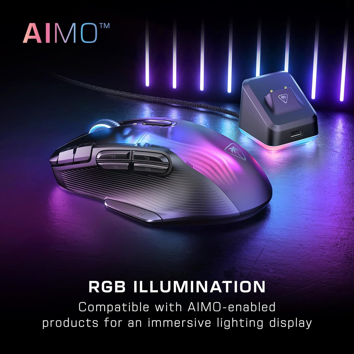 Turtle Beach Kone XP Air Wireless Customizable Ergonomic RGB Gaming Mouse, Bluetooth, 19K DPI Optical Sensor, 100-hour Battery & Charging Dock, 29 Programmable Inputs & RGB Lighting, 4D Wheel – Black