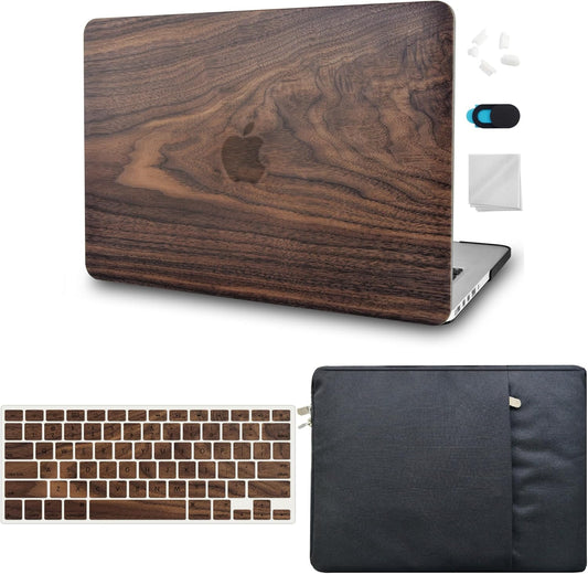 KECC Compatible with MacBook Air 13 inch Case 2022 2021 2020 2019 2018 Release M1 A2337 A2179 A1932 Plastic Hard Shell for MacBook Air 13.3 inch + Keyboard Cover + Sleeve, Walnut Wood