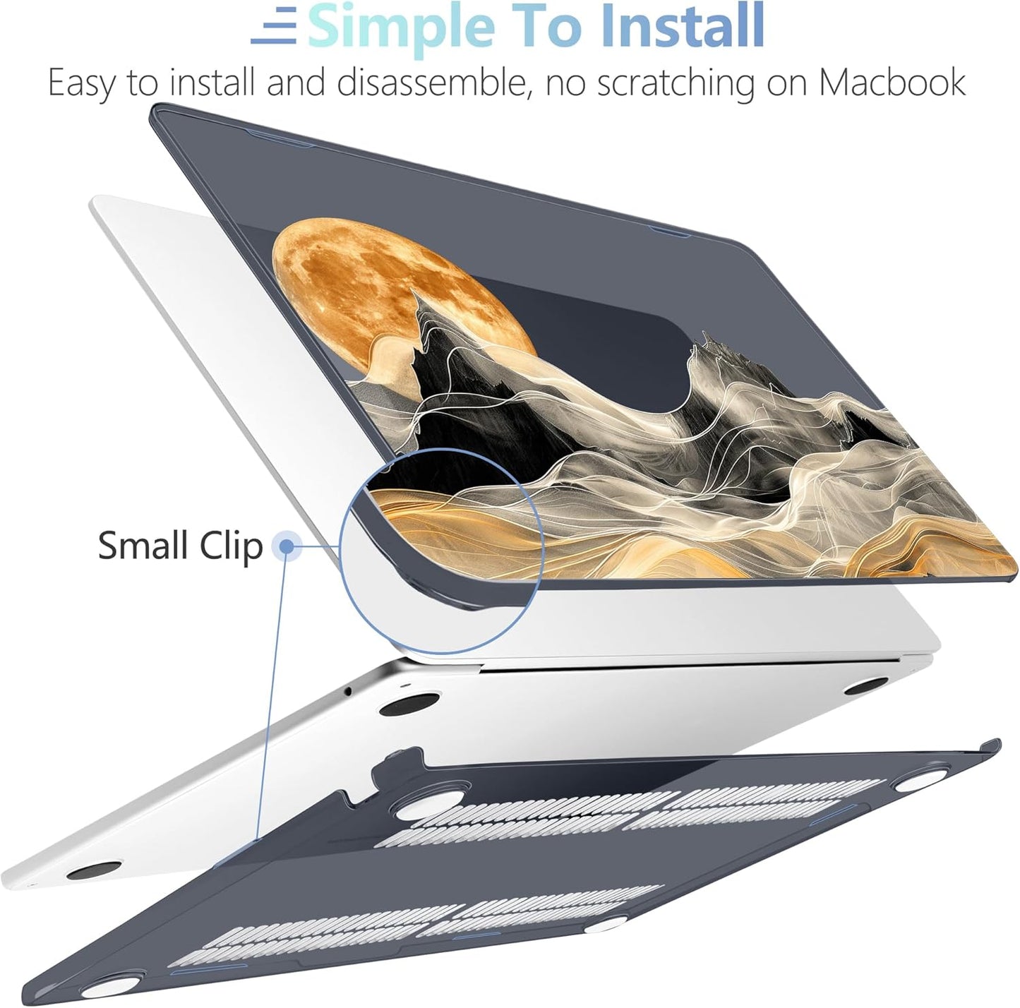 MEEgoodo Case for M4/M3/M2 MacBook Air 13.6 inch Case 2025 2024 2022, Fit Model A3240/A3113/A2681, Laptop Hard Shell with Keyboard Cover Compatible with MacBook Air 13 inch, Mystical Full Moon