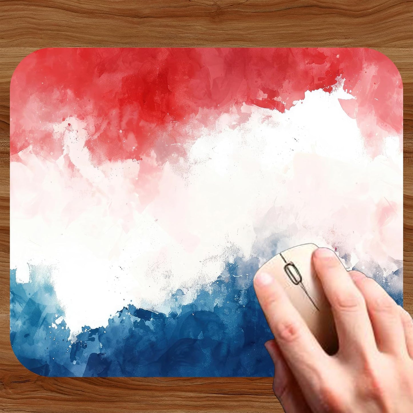 Decorative Colorful Mouse Pad Mat Mousepad for Desk Computer Laptop PC Gaming Home or Office Gift (Red White Blue MP53)