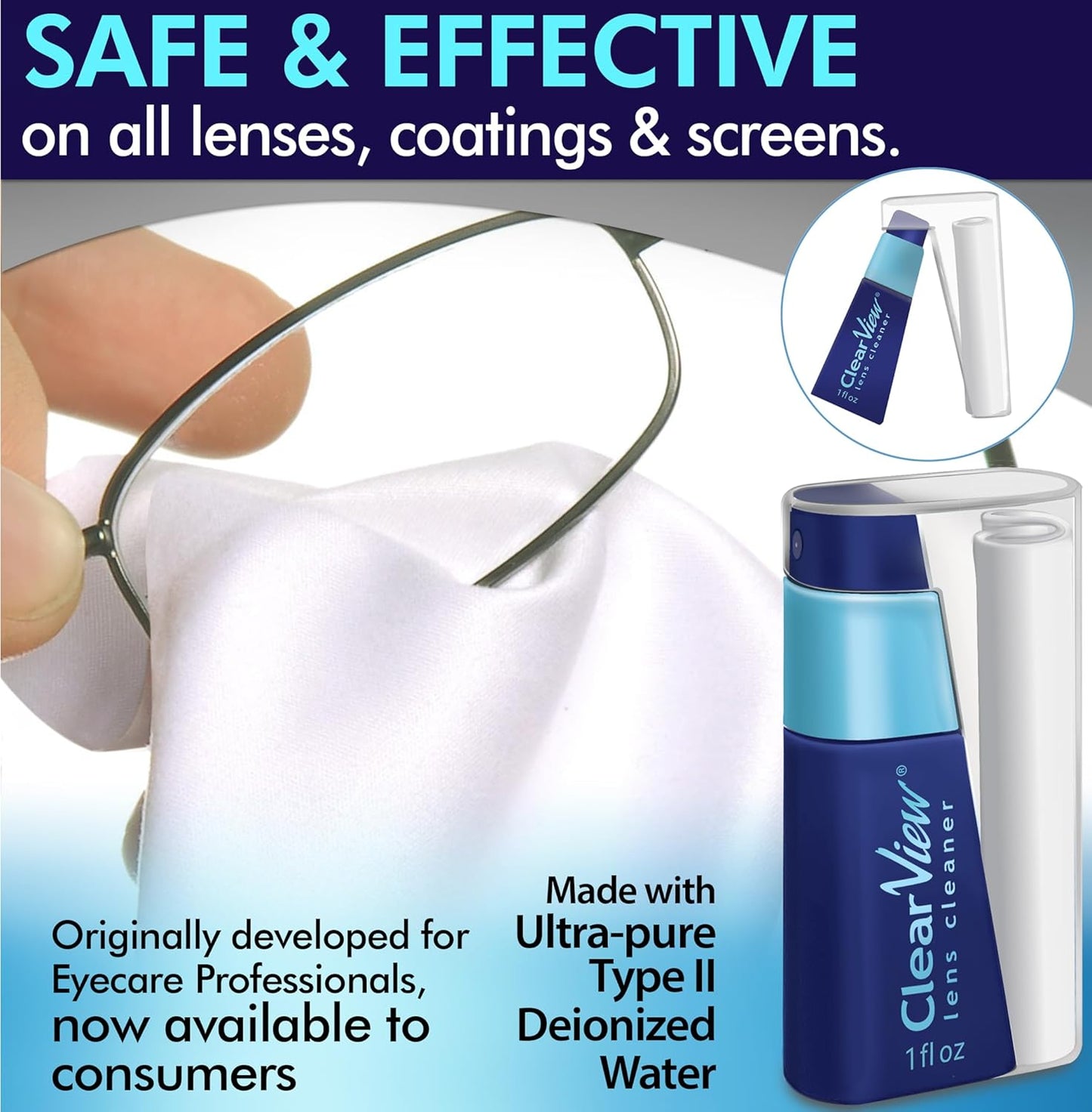 Portable Lens Cleaner Kit (6-Pack) – Travel Size with Premium Cleaning Solution, Refillable Spray + Microfiber Cloth – Safe for All Lenses, Compact, On-the-Go & Bulk Value