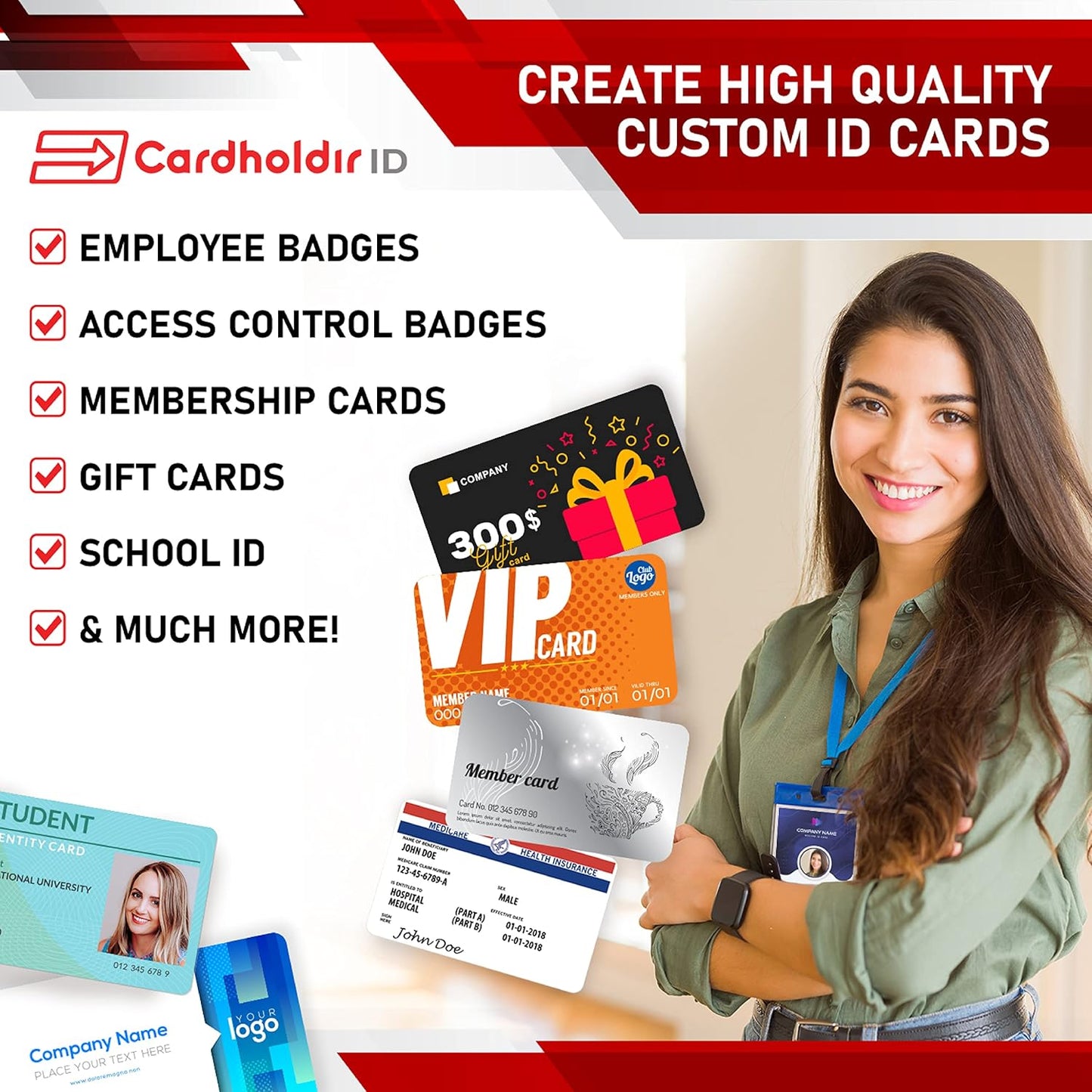 Easy Badges Solid 210 ID Badge Printer | with Beginner Software, & Everything Needed to Design and Print 200 ID Cards, | Single Sided Employee & Student ID Card Printer