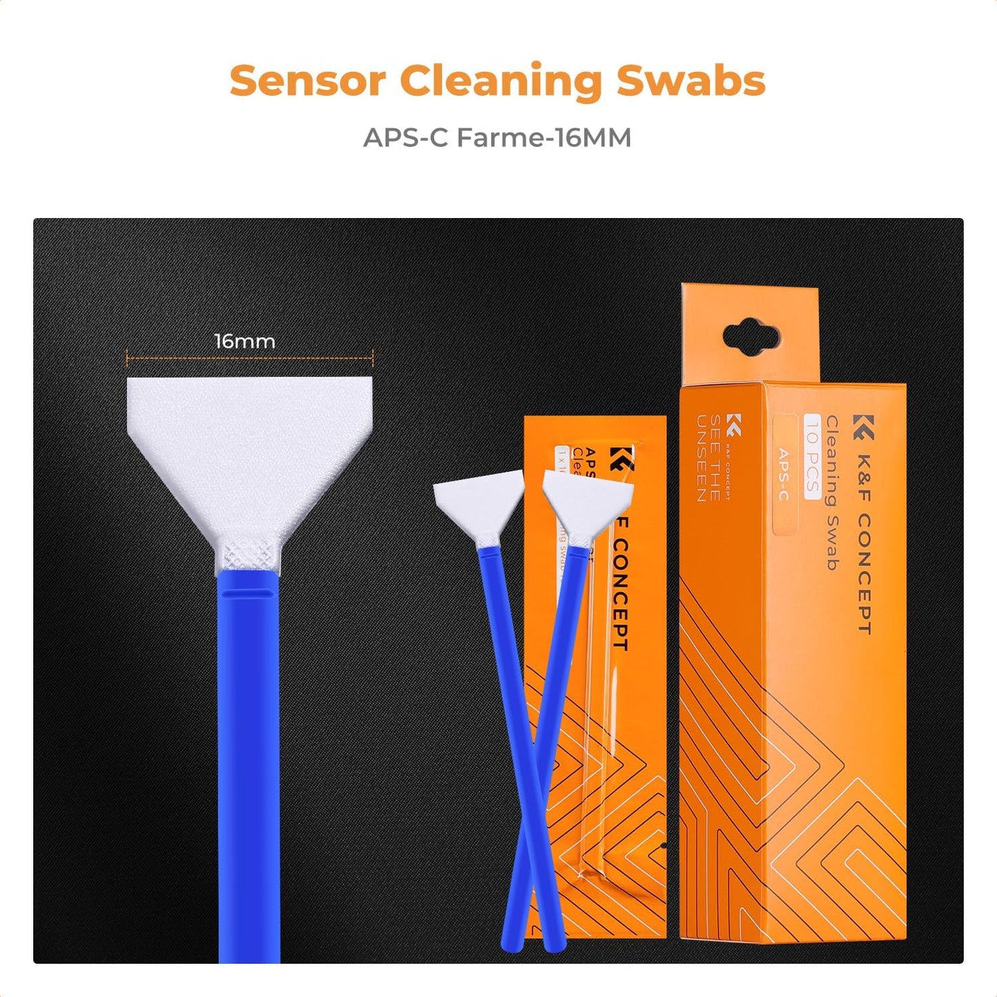 K&F Concept 10 Pack APS-C-Frame Sensors Cleaning Swabs, DSLR SLR Digital Camera Dry CCD CMOS Clean Swabs Compatible with Nikon Sony Canon DSLR Camera Sensor