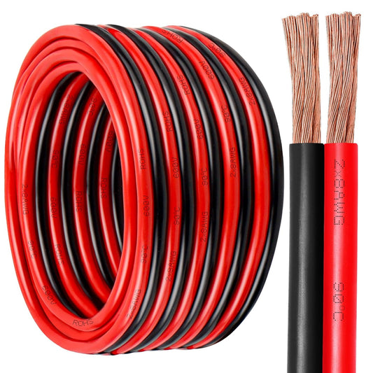 8 Gauge Wire 2 Conductors Copper Wire, 8 AWG Battery Cable Oxygen Free Copper Wire for Solar Panel, Automotive, Trailer, RV and Speaker (8 Gauge 100FT)