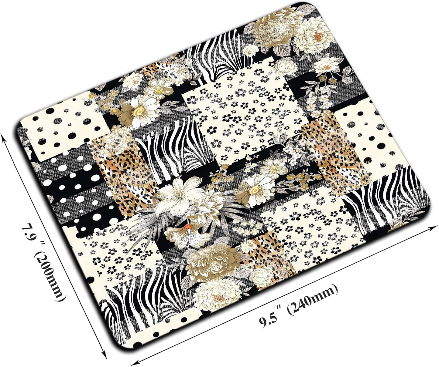 Mouse Pad, Cute Black Polka Dot Lattice Mouse Pads for Desk, 9.5" x 7.9" Non-Slip Rubber Base Computer Mousepad with Women, Portable Square Design for Wireless Mouse and Pad Laptop Office & Travel