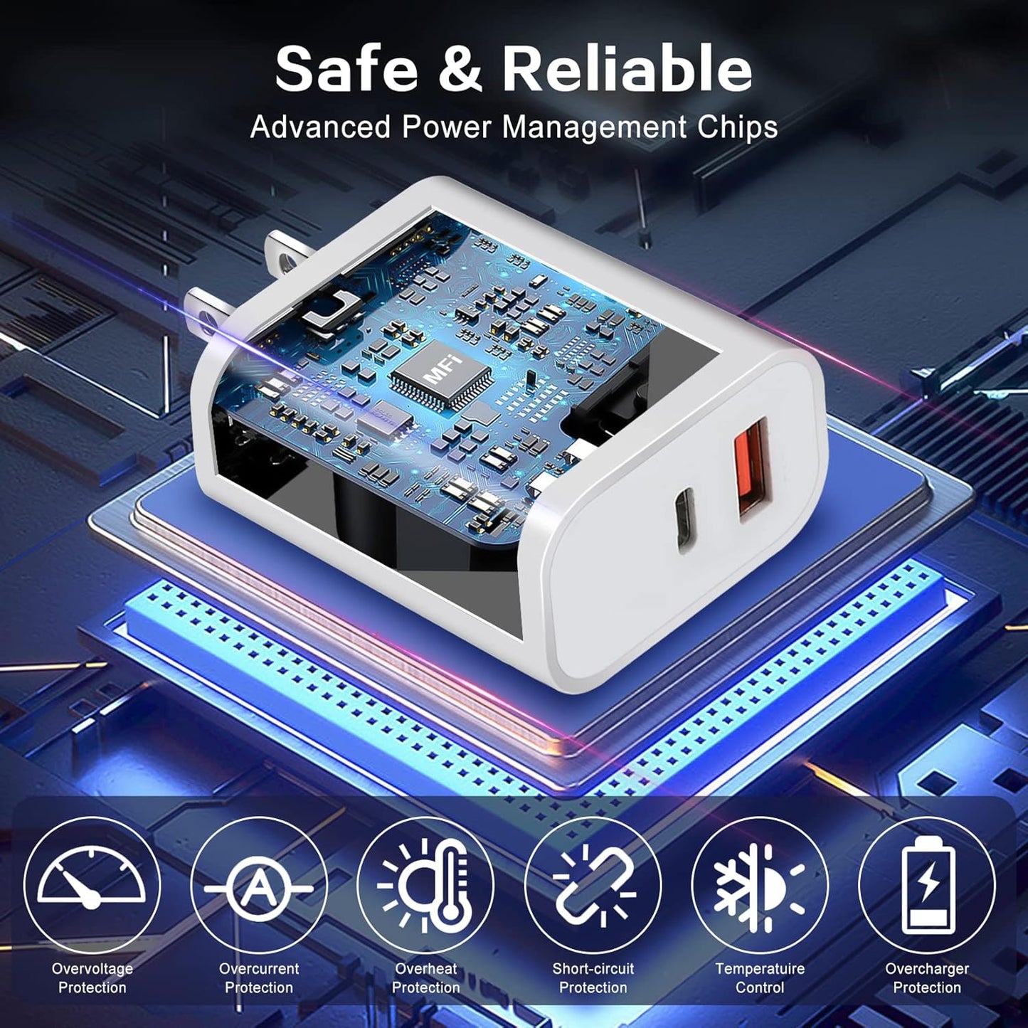 iPhone Charger Fast Charging Block,Dual Port Fast Apple iPhone Charger [Apple MFi Certified]2Pack 20W Quick Double iPhone Wall Charger,6FT USBC to Lightning Cable For iPhone 14 ProMax/13/12/SE/Airpods