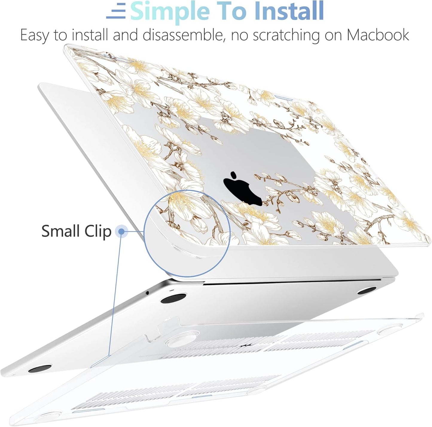 MEEgoodo Case for MacBook Air M4/M3/M2 13.6 inch 2025 2024 2022, Fit Model A3240 A3113 A2681, Compatible with MacBook Air 13 inch, Laptop Hard Shell Case with Keyboard Cover, Cherry Branches