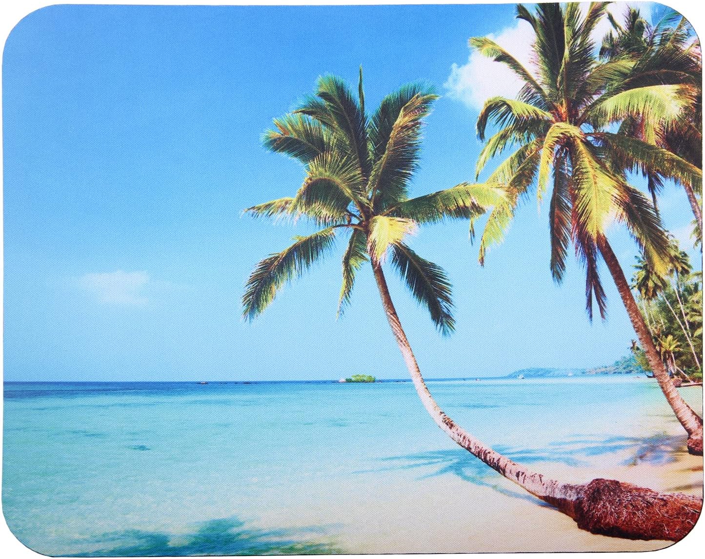 Mouse Pad, Gaming Mouse Pad, Non-Slip Rubber Base Mouse Mat with Designs for Laptop, Computer & Office, 9.5 x 7.9 x 0.12 inches (Coconut Trees on The Beach)