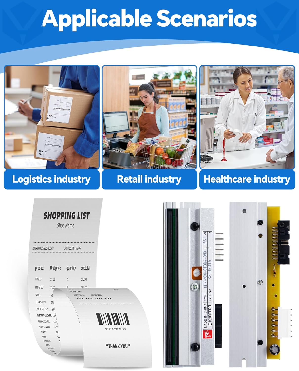 PHD20-2278-01 Genuine Printhead for Datamax I-4212E Mark II, New OEM Print Head Replacement for Datamax-O'Neil Barcode Thermal Label Printer 203dpi Optimal Performance High Speed Low Temperature