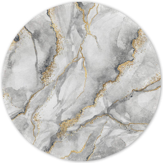 ITNRSIIET Round Mouse Pad with Stitched Edge Premium-Textured Waterproof Non-Slip Rubber Base Desktop Protection Mat Diameter 8.7 inches, Gray Marbling