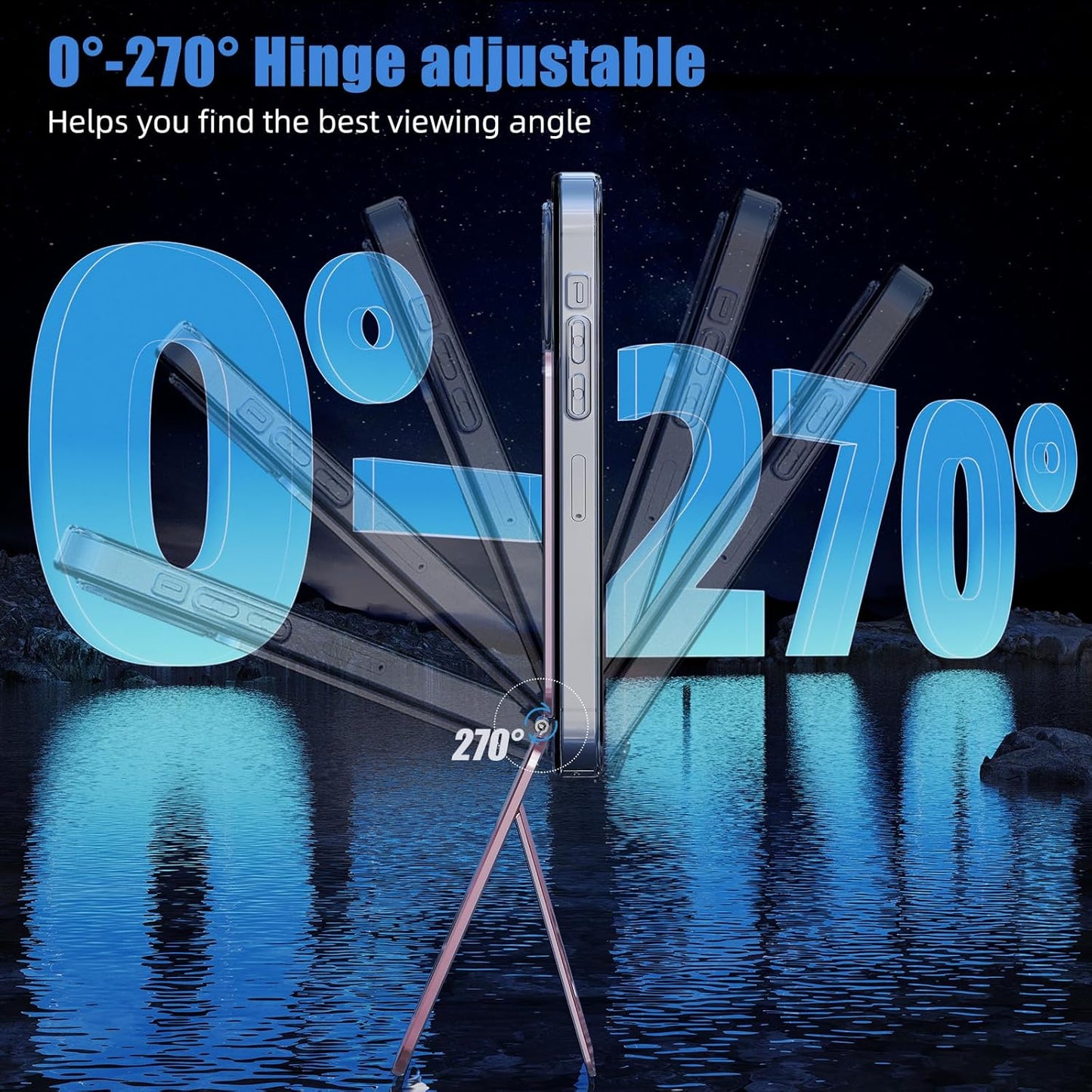 Magnetic Tripod for iPhone, Aluminium Phone Tripod Stand Compatible with Magsafe iPhone 16/15/14/13/12 Series, Foldable Strong Magnetic Phone Stand & Portable Phone Holder, Pink