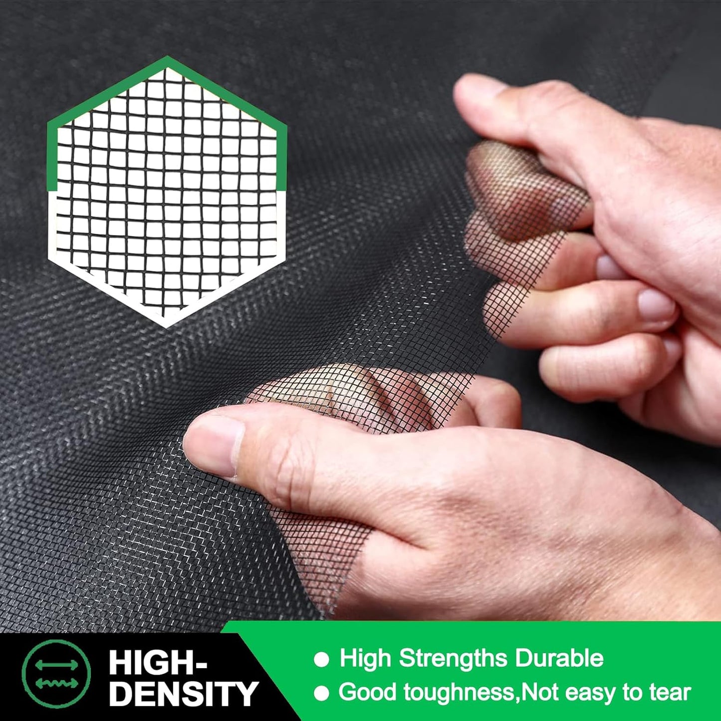 QWR Pet Proof Window Screen and Screen Door Replacement, 48"x 360" Upgraded Durable Thickened Vinyl Coated Wire-Like Mesh for Sliding Screen Door,Patio,Windows(Rolled Package)