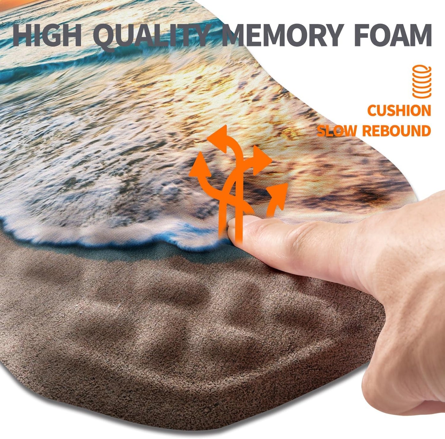 Ergonomic Slope Mouse Pad Wrist Support, Wrist Rest Mousepad for Carpal Tunnel Pain Relief with Massage Bulge and Slow Rebound Memory Foam (12x8 inch, Sunrise Beach)