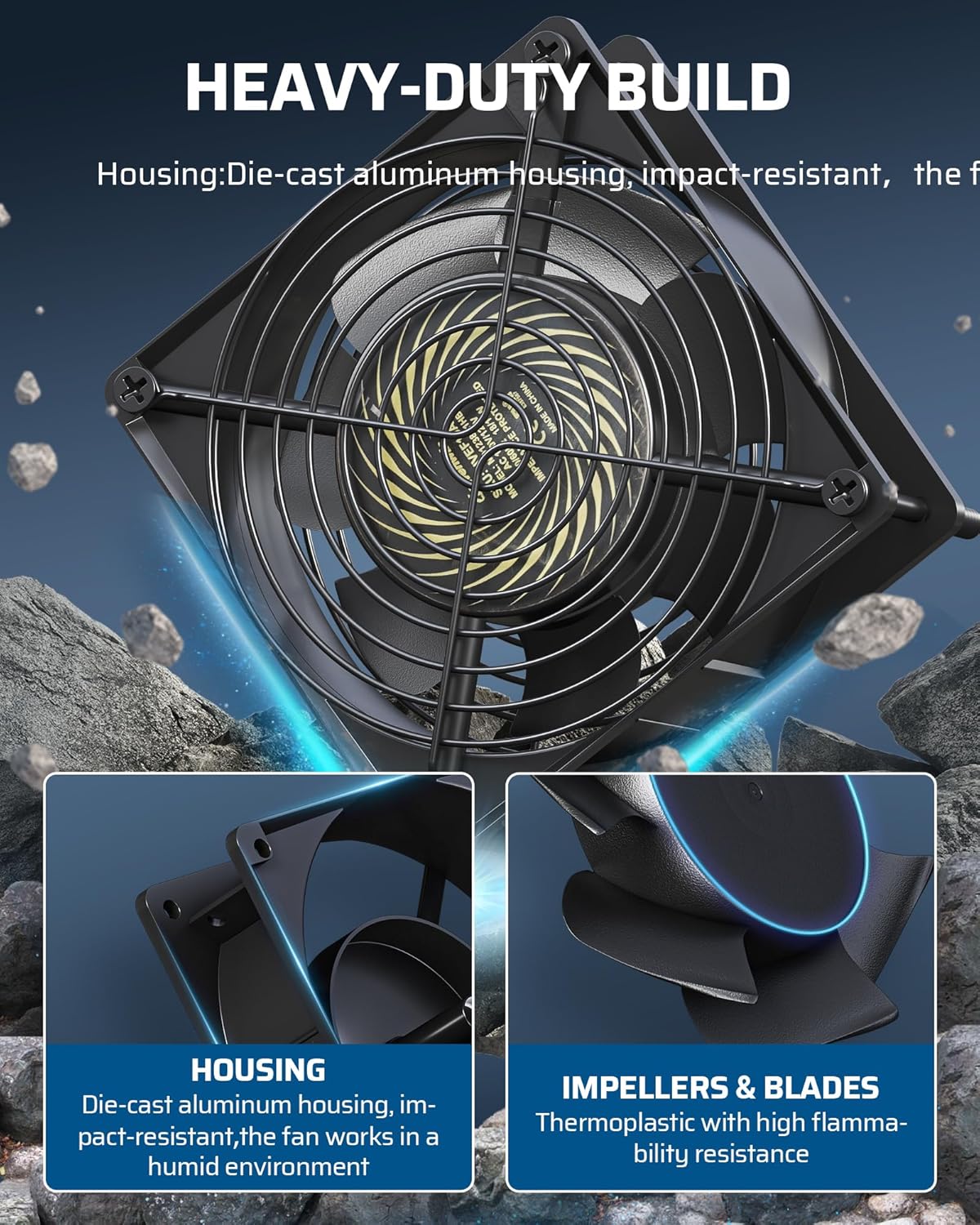 DEWENWILS 120V AC Quiet Muffin Fan, 80mm×25mm Waterproof Case Fan Cooling Fan with Speed Control, UL-Certified for DIY Cooling Exhaust Ventilation, Flame-Resistant, 2 Pack