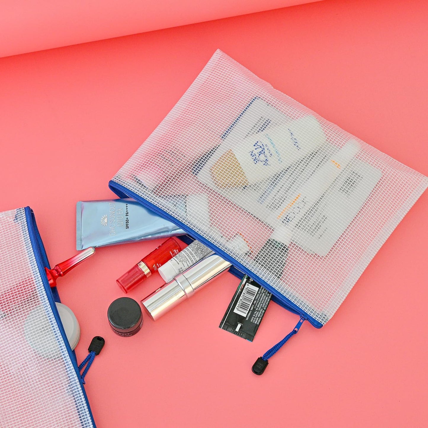 AUSTARK 20 Pcs Zipper File Bags, Plastic Mesh Pouch, Board Game Storage Bag, Waterproof Bags for Office School (B5 Size 11.4''x8.2'', White and Blue)