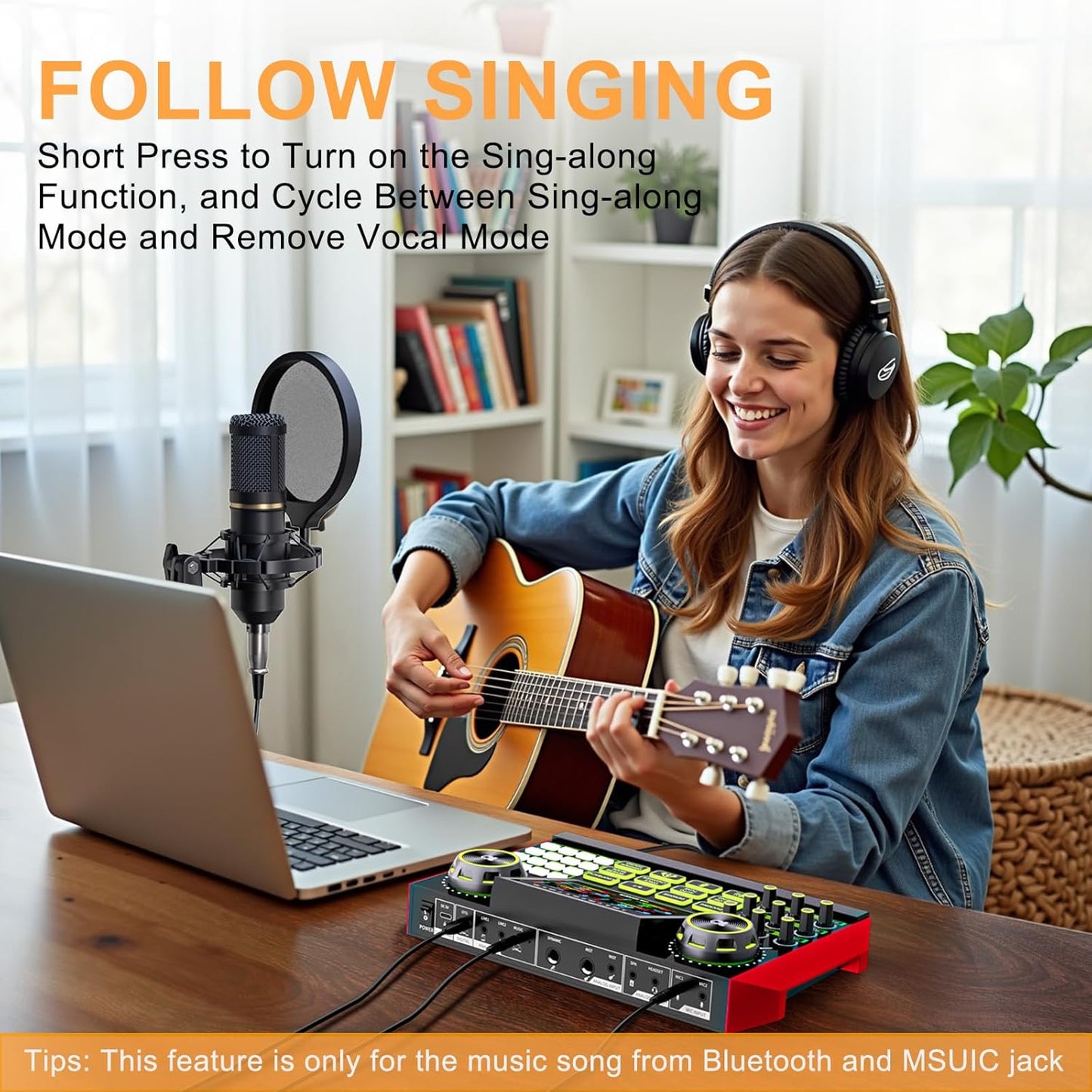 podcast microphone bundle, Live Sound Card with Audio Interface, All-in-One Audio Mixer with Voice Changer, Condenser Microphone for Live Streaming, Singing, Gaming, and Content Creation.