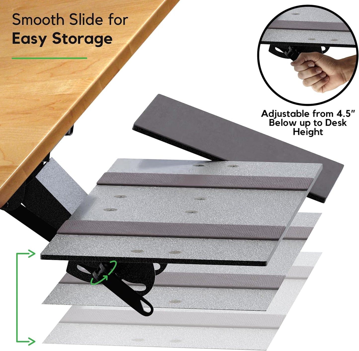 KT1 Ergonomic Keyboard Tray Under Desk - Under Desk Keyboard Tray Slide Out with Adjustable Height and Tilt - Easy to Slide and Swivel 360 Degree - Keyboard Drawer with Adjustable Mouse Pad