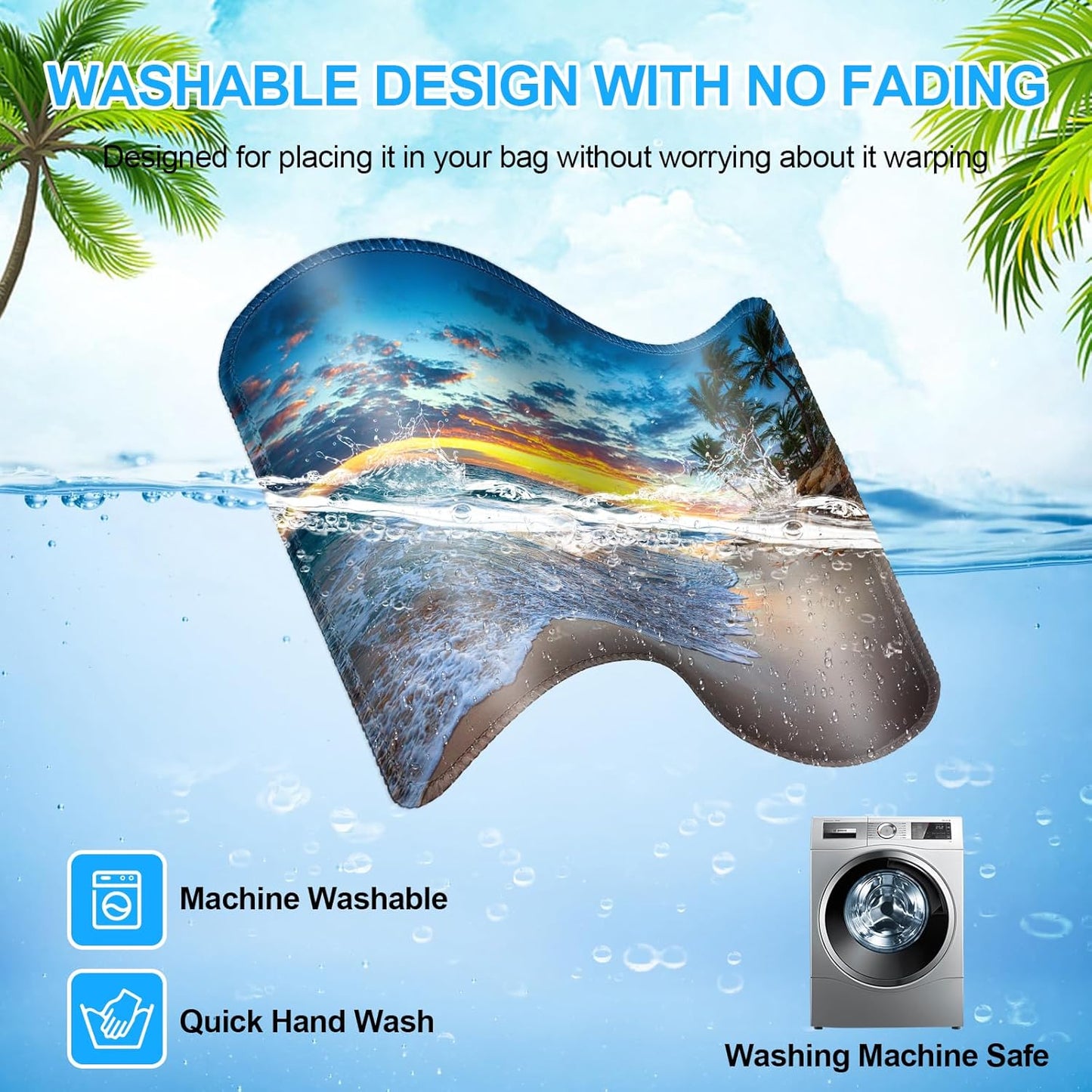 3 Pack Small Mouse pad Beach Square Mouse Mat for Wireless Mouse Office Computer Mousepad for Desk Mat Laptop with Non-Slip Rubber Base (Sea)