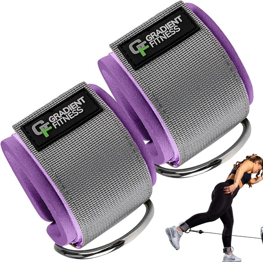 Gradient Fitness Ankle Straps (2 Pack) | Ankle Strap for Cable Machine, Ankle Bands for Working Out, Cable Ankle Strap