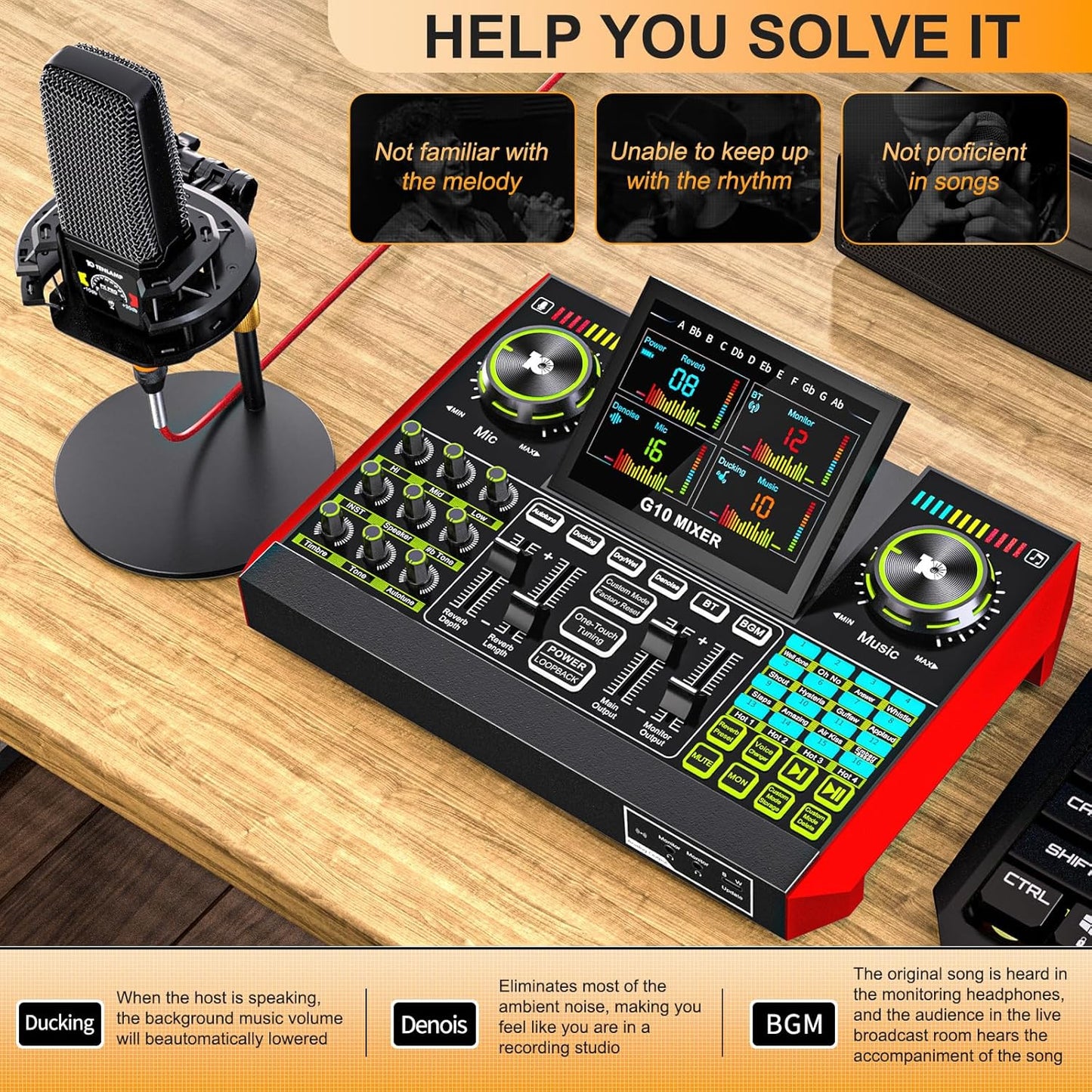 Podcast Equipment Bundle with 3.5mm Microphone and Live Sound Card, Audio Interface Mixer Sound board, Podcast Microphone Bundle for PC/Phone, Gaming, Recording, Streaming, Singing, Voice Changer