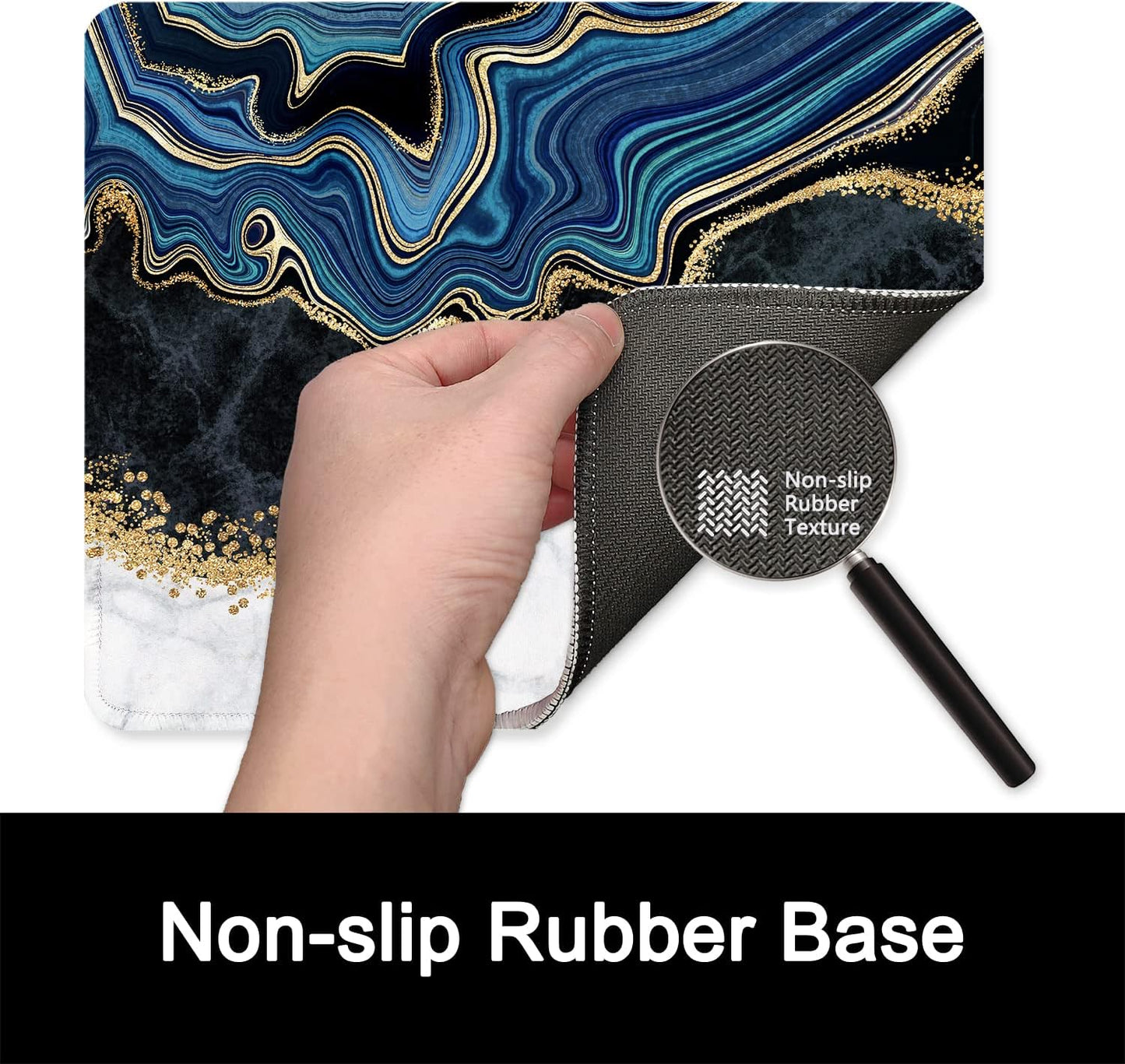 ITNRSIIET Mouse Pad with Stitched Edge Premium Textured Smooth Precise Operation Waterproof Washable Non-Slip Rubber Base Desktop Protection Mat, 10.2×8.3×0.12 inches, Abstract Art Marble