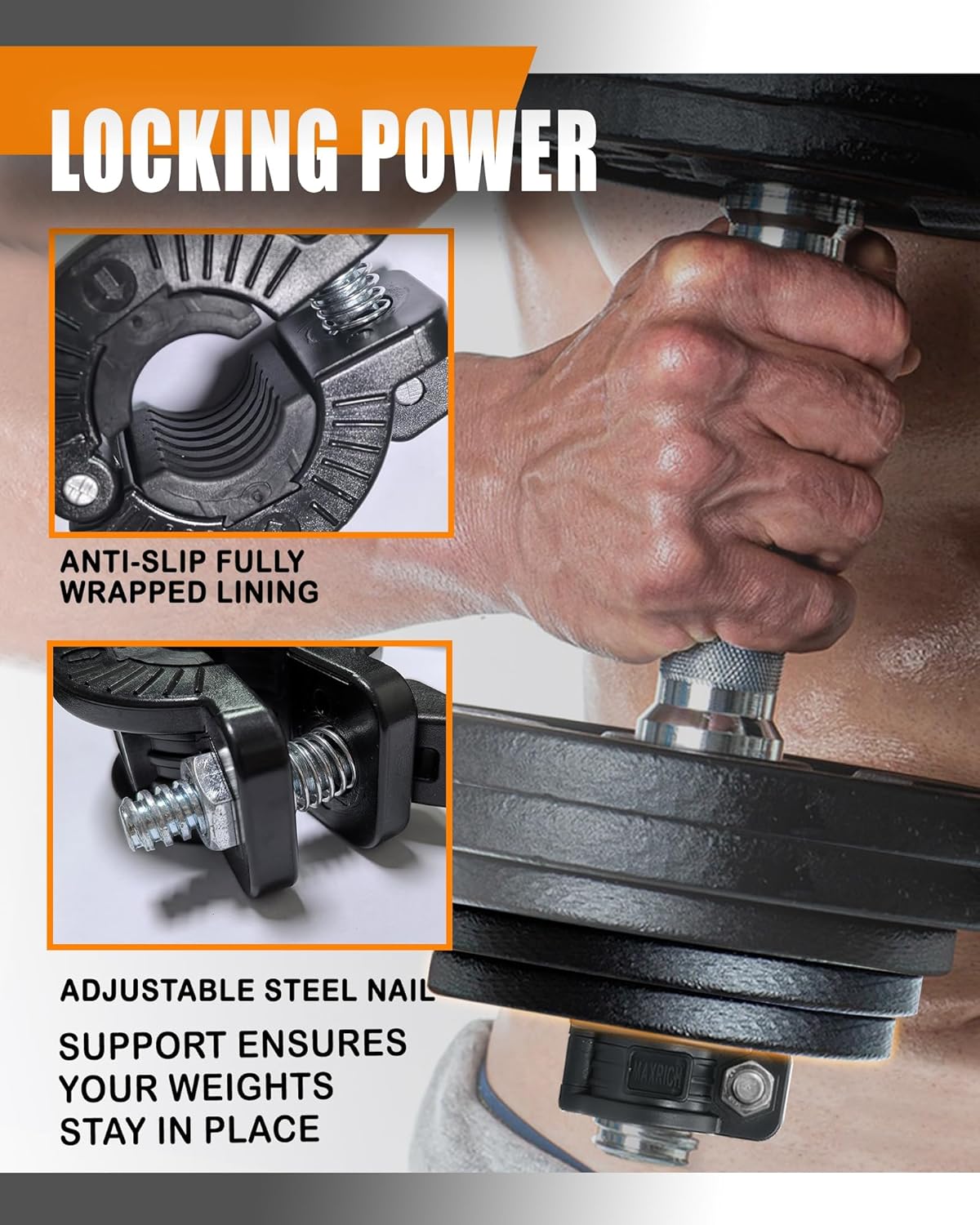 MAXRICH T Barbell Clamp 1 inch Multiple Sizes & Adjustable Weight Clips for Barbell Quick Release Barbell Clips|Barbell Collar Bar Locks for Weight Lifting (Black)