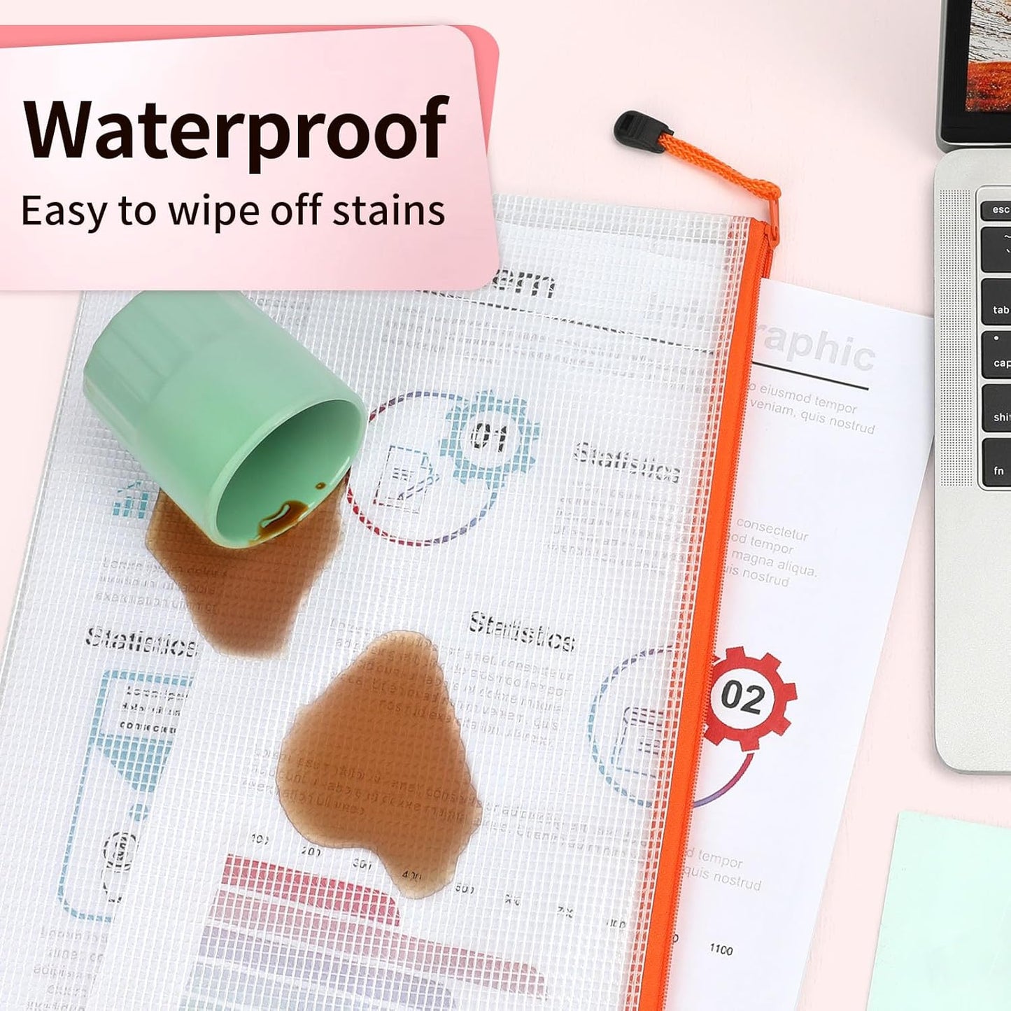 Umriox Small Zipper Pouch, 9.5x7.1 in (12 Colors, 12 Packs), Mesh Bags with Zipper for Office Supplies Travel Accessories