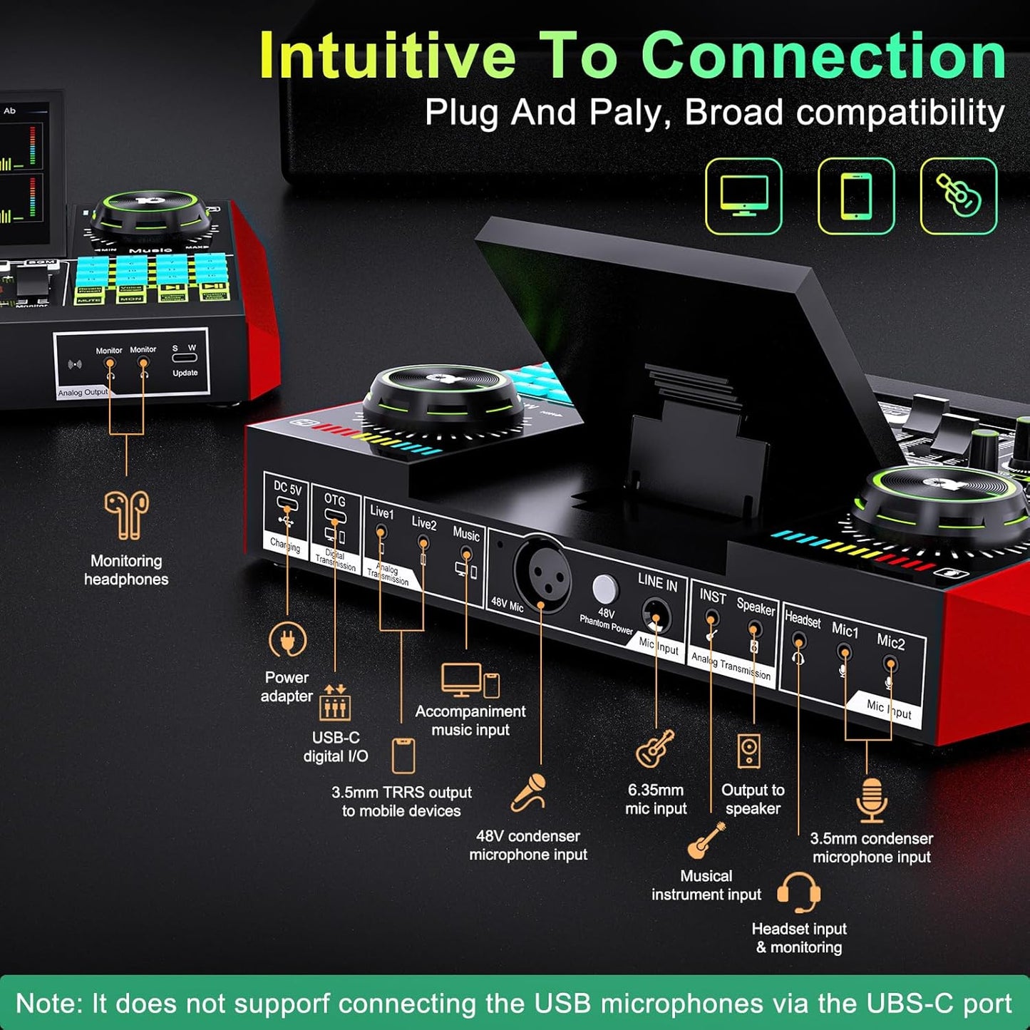 Podcast Microphone Bundle with Live Sound Board Audio Mixer, Podcast Equipment Bundle with 3.5mm Condenser Microphone(P15) for Pc/Phone Live Streaming Singing Gaming, Voice Changer, Denoise