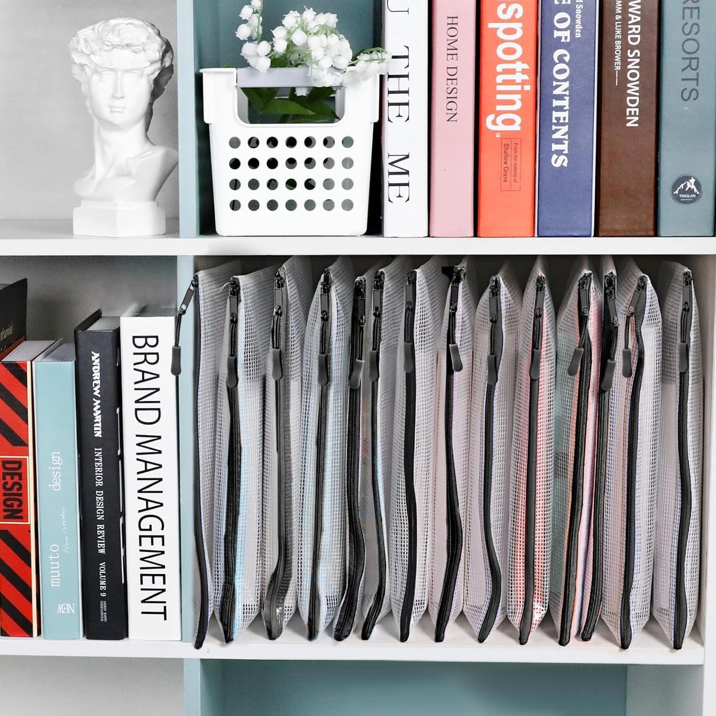 18 Pack A4 Mesh Zipper Pouch Bags, Zipper Pouches of Office Supplies, File Bags for Classroom Organization, Puzzles, Board Game Storage