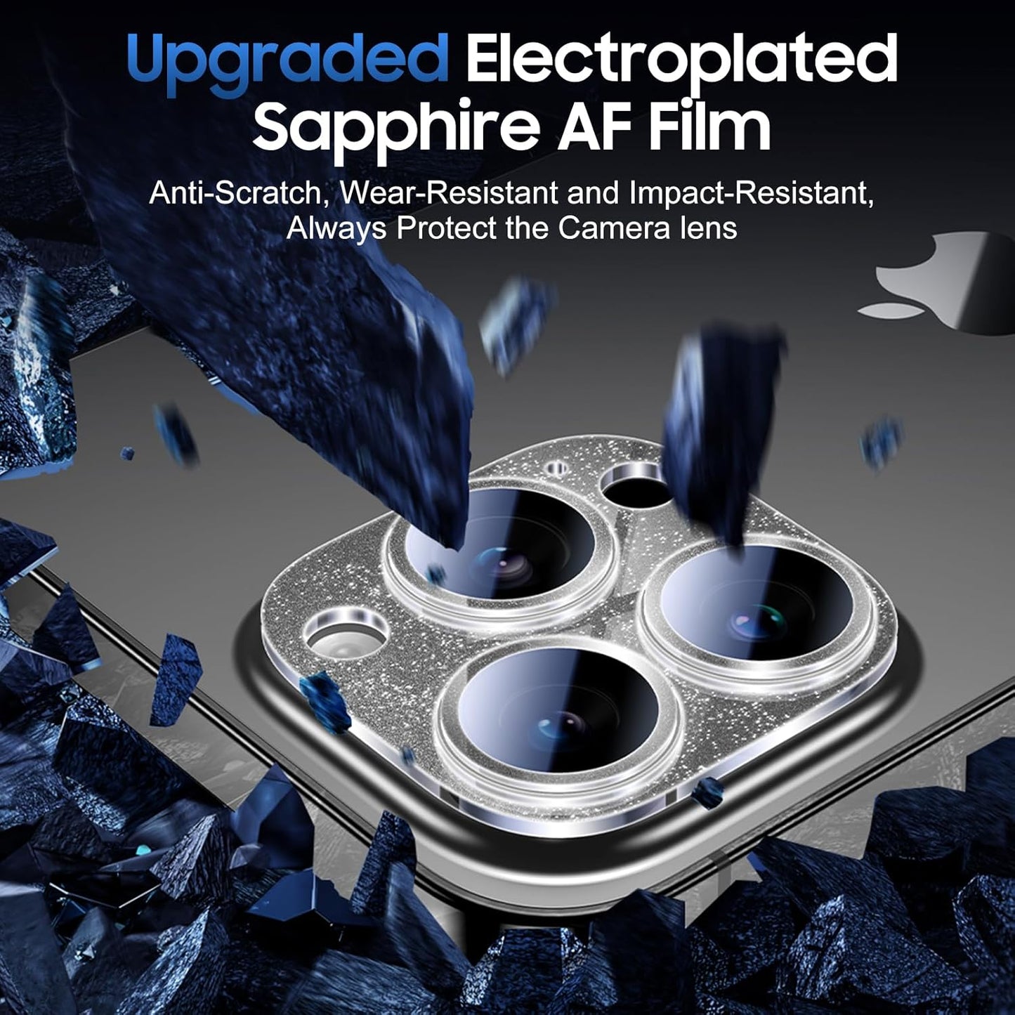 UniqueMe 3 Packs Compatible for iPhone 14 Pro Max/iPhone 14 Pro Camera Lens Protector Acrylic [Not Glass],[Case Friendly][Scratch-Resistant][Night Shooting Mode]-Glitter Black