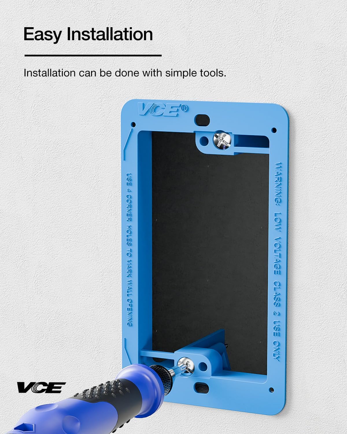 VCE Low Voltage Mounting Bracket Single Gang Wall Plate, Flush Low Voltage Box for Network, HDMI, Coaxial, Speaker, Telephone Cables, Blue, 5 Pack