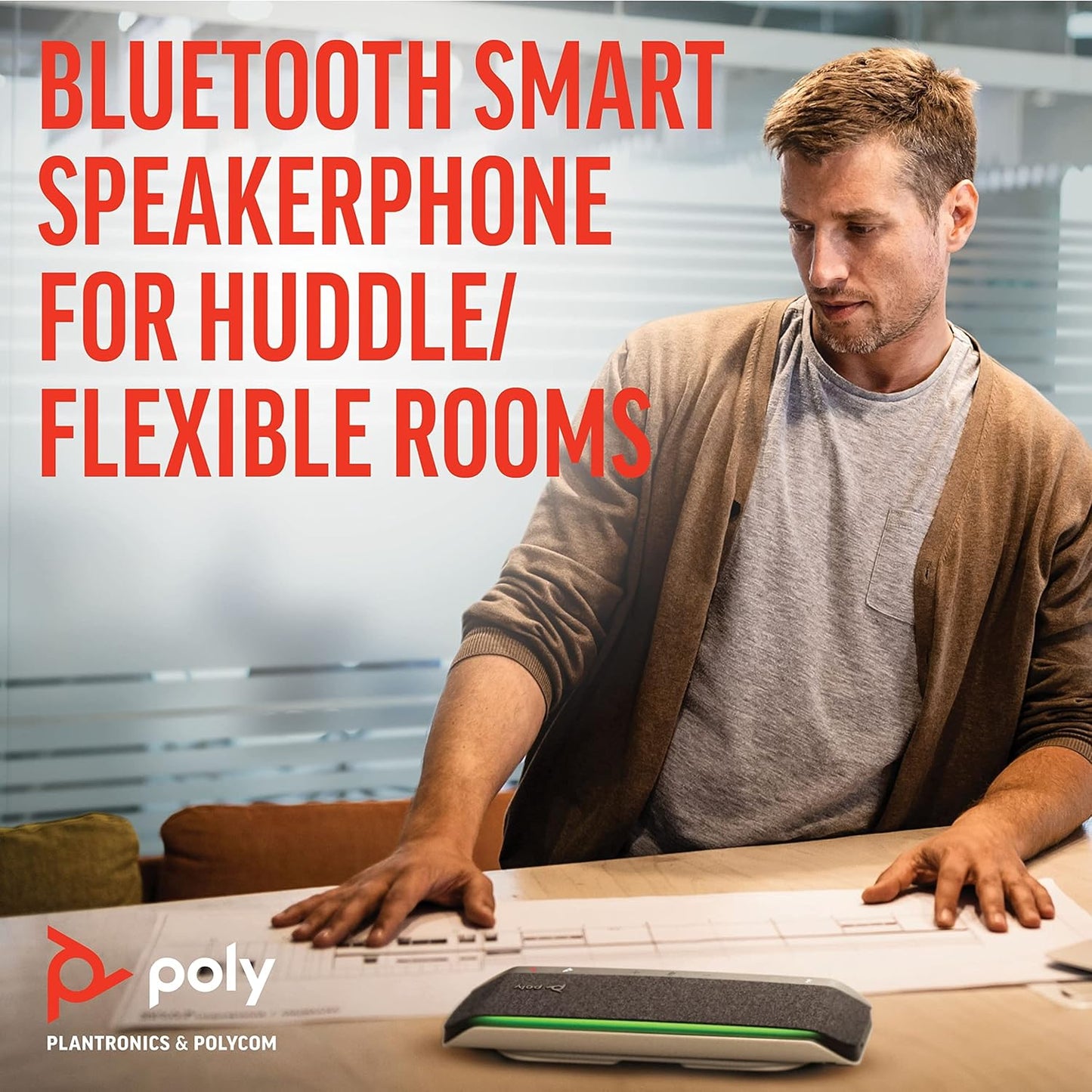 Poly - Sync 40 Smart Speakerphone (Plantronics) - Flexible Work Spaces - Connect to PC/Mac via Combined USB-A/USB-C Cable and Smartphones via Bluetooth - Works with Teams, Zoom & more,Black
