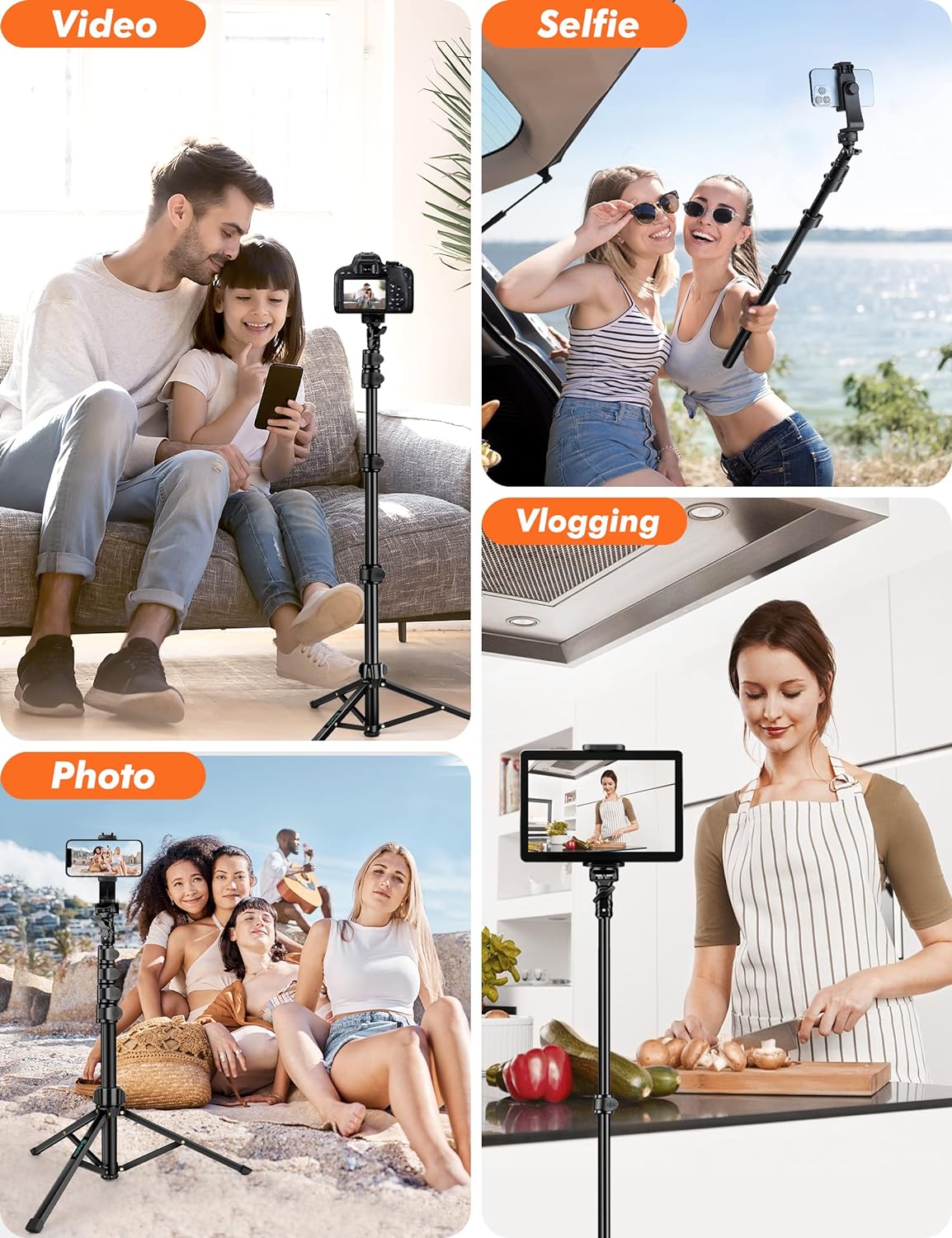 71" Tripod for iPhone, Phone Tripod Selfie Stick with Remote, Cell Phone Tripods & Tall Travel Tripods for Recording Video Selfies Photo, Compatible with iPhone 16 15 14 Pro Max 13 Android