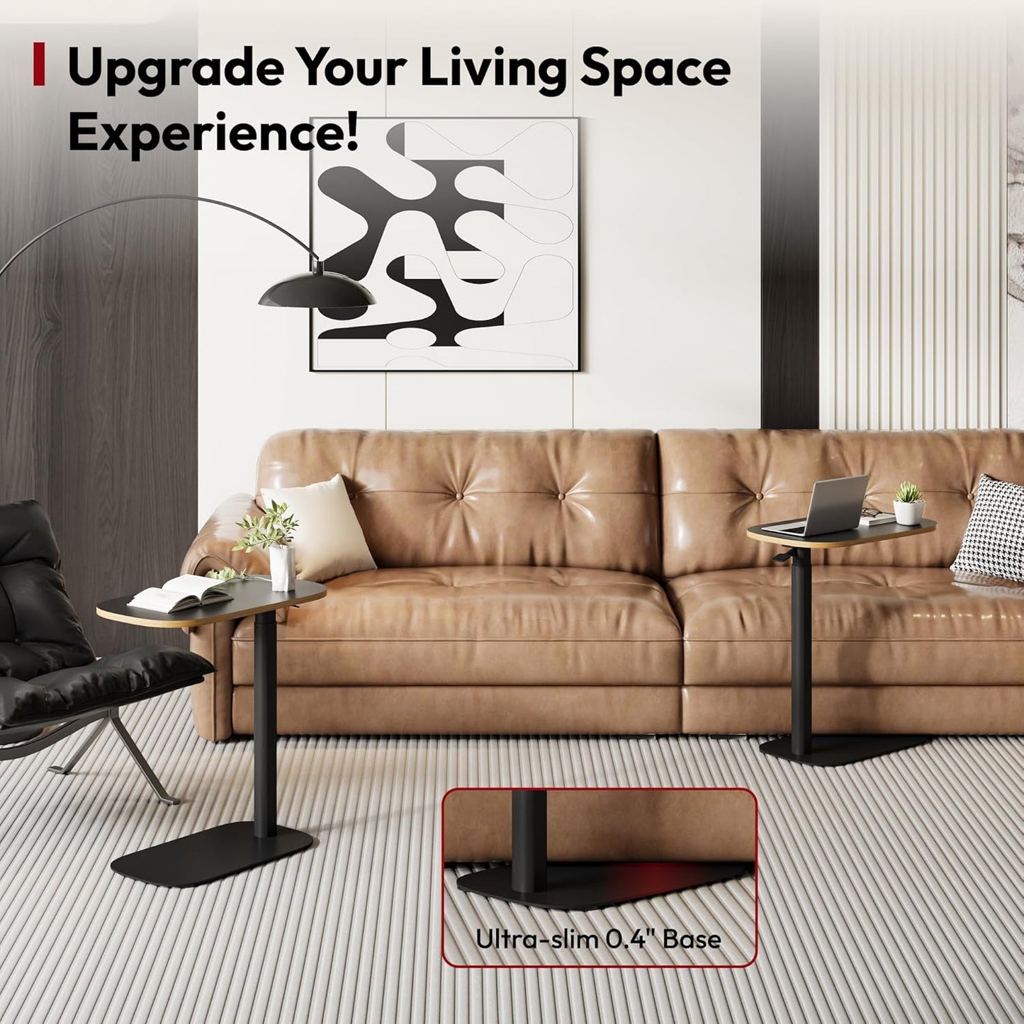 SANODESK Adjustable Overbed Bedside Table Pneumatic Adjustable Height Laptop Computer Standing Desk Cart with Tray, Hospital and Home Use(23.6" W x 13.8" D,Black)