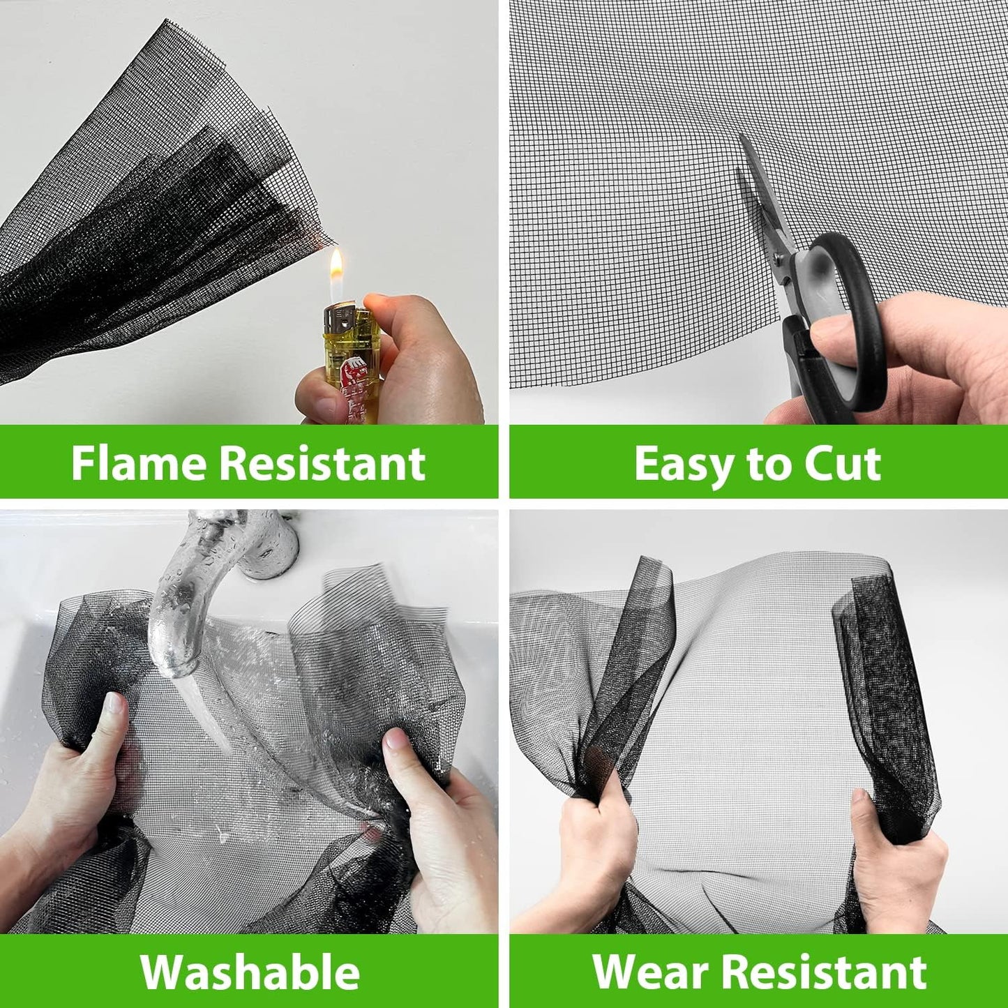 Ouskr Replacement Window Screens Roll, 48 inch x 100 feet Durable Window Screen Mesh for Patio Porch Door Windows, DIY Adjustable Fiberglass Window Screen Repair Kit Sliding Net Pet, Black