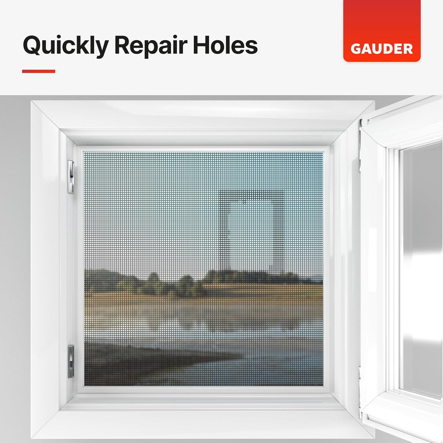 GAUDER Fly Screen Repair Patches - Insect Screen Repair Set Made from Fiberglass Self-Adhesive - for Door, Porch and Window (3 Patches - 5" x 7")