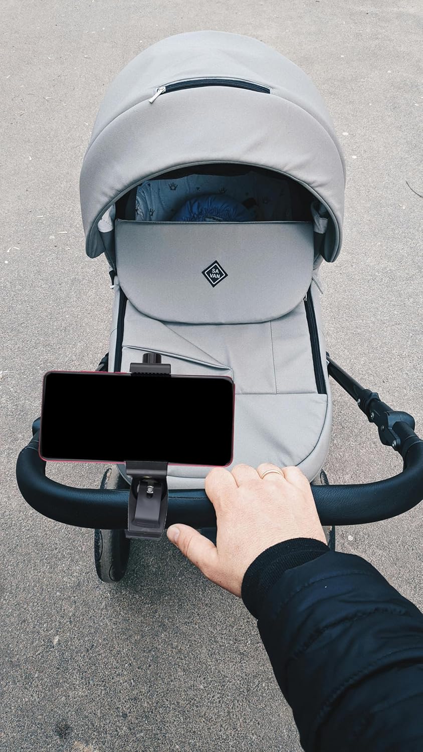 Phone Holder with Clamp for Golf Cart Universal Phone Mount Holder for Bicycle, Wheelchair, Stroller Mic Stand Phone Holder