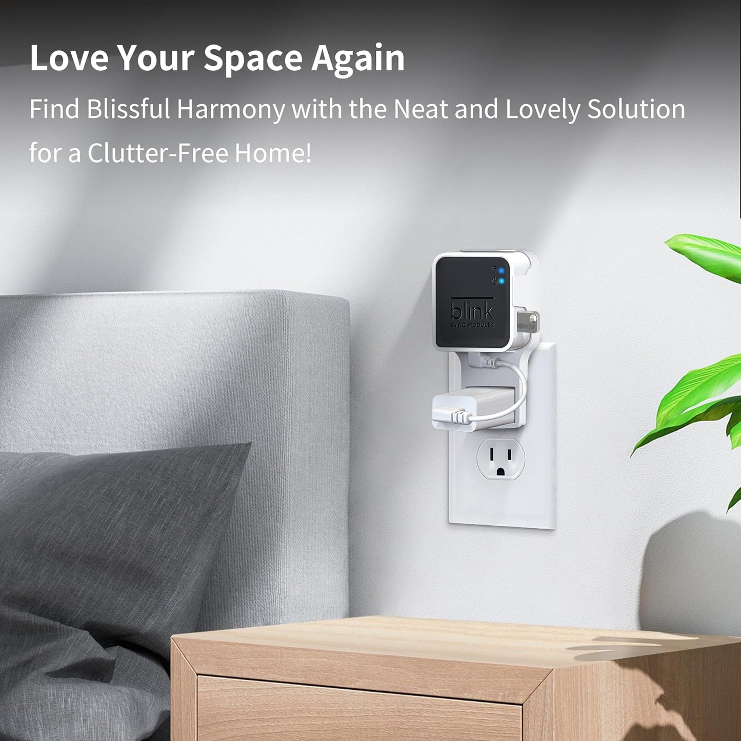 256GB USB Flash Drive & Outlet Wall Mount for Blink Sync Module 2 with Short Cable - Save Space - No Messy Wires - Easy Move Mount Bracket Holder for Blink Outdoor Indoor Security Camera (1 Pack)