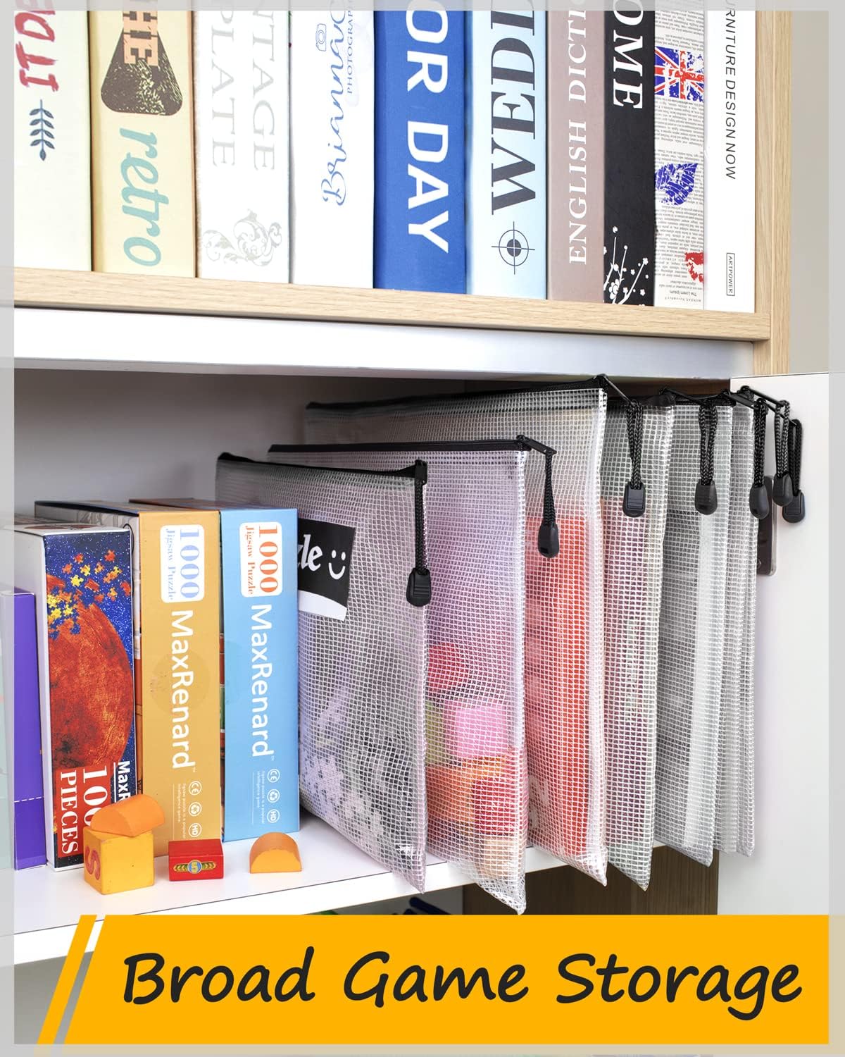 SUNEE Mesh Zipper Pouch 10x14 in (Black, 24 Packs), Extra Large Water-Resistant Zip Bag for School Office Supplies, Puzzles & Games Organizing Storage