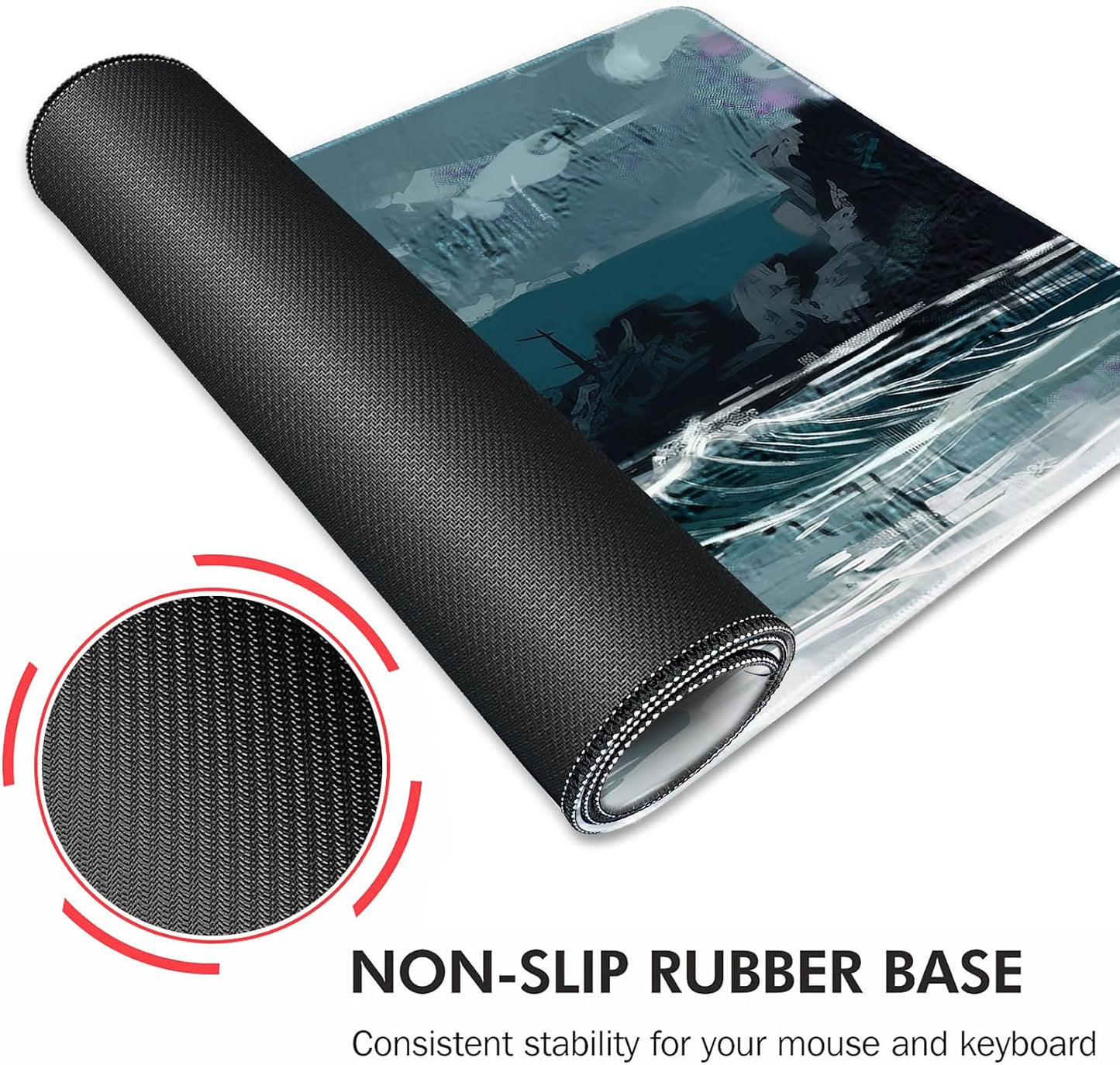 Galdas Gaming Mouse Pad XXL XL Large Long Extended Big Mousepad Non-Slip Rubber Keyboard Mouse Pad with Stitched Edges for Laptop Home Office (31.5x11.8x0.08 Inch) … (Ink Painting)