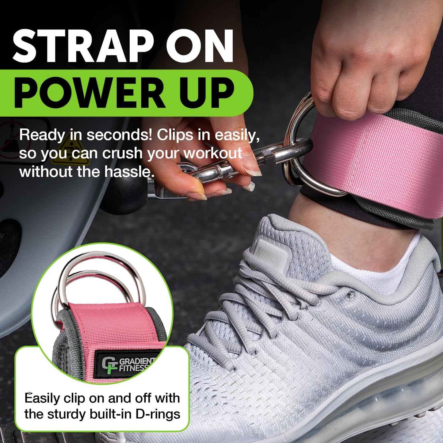 Gradient Fitness Ankle Straps (2 Pack) | Ankle Strap for Cable Machine, Ankle Bands for Working Out, Cable Ankle Strap